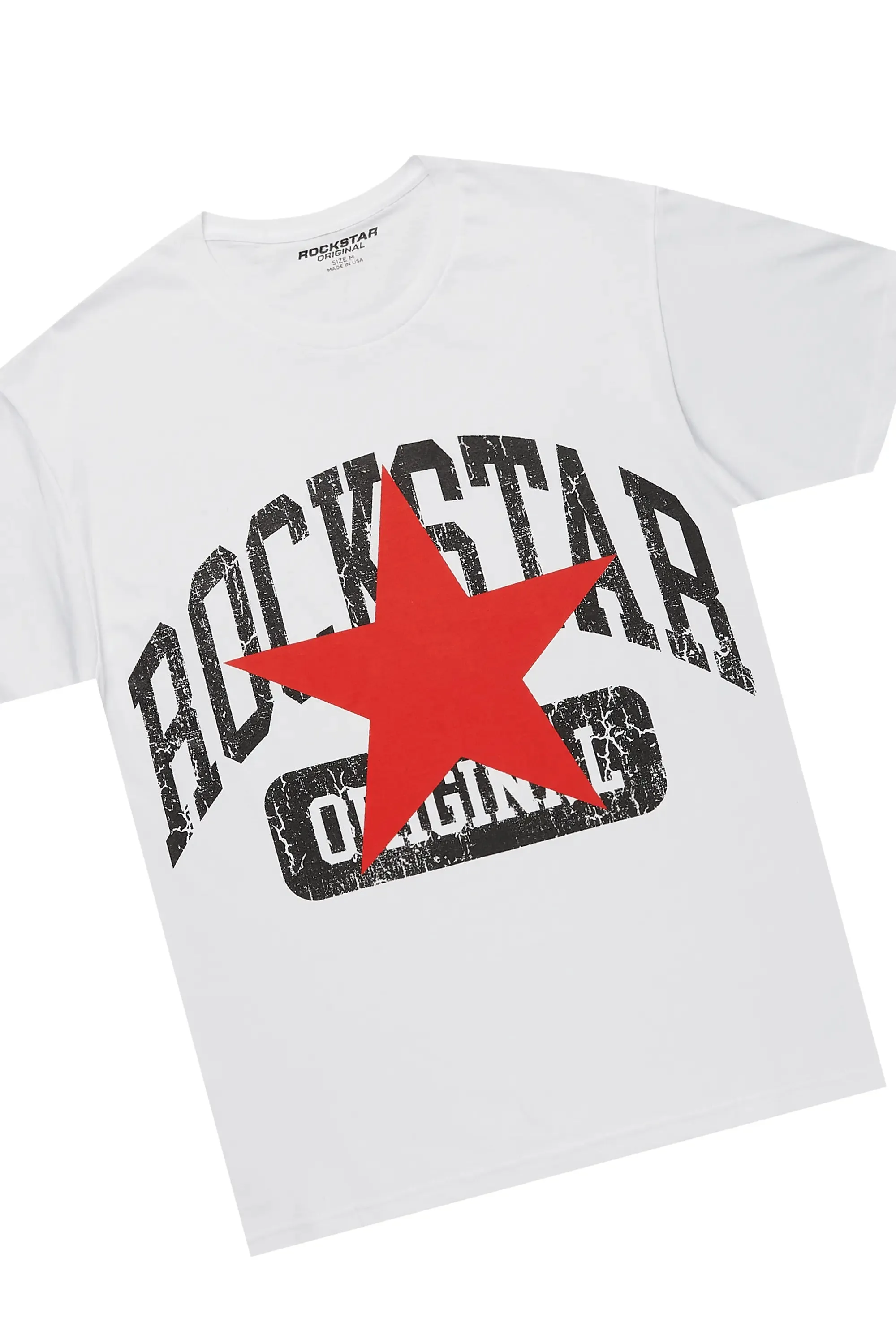 Mallor White/Burgundy T-Shirt/Stacked Baggy Track Pant Set sold by Rockstar Original product image thumbnail 2