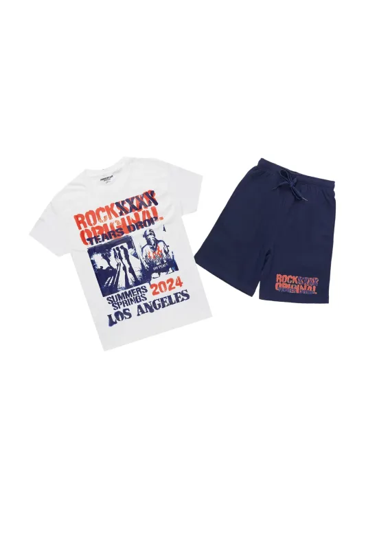 Girls Omer White/Navy Short Set sold by Rockstar Original