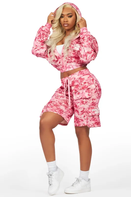 Shaneka Pink Digital Camo Cargo Short Set sold by Rockstar Original