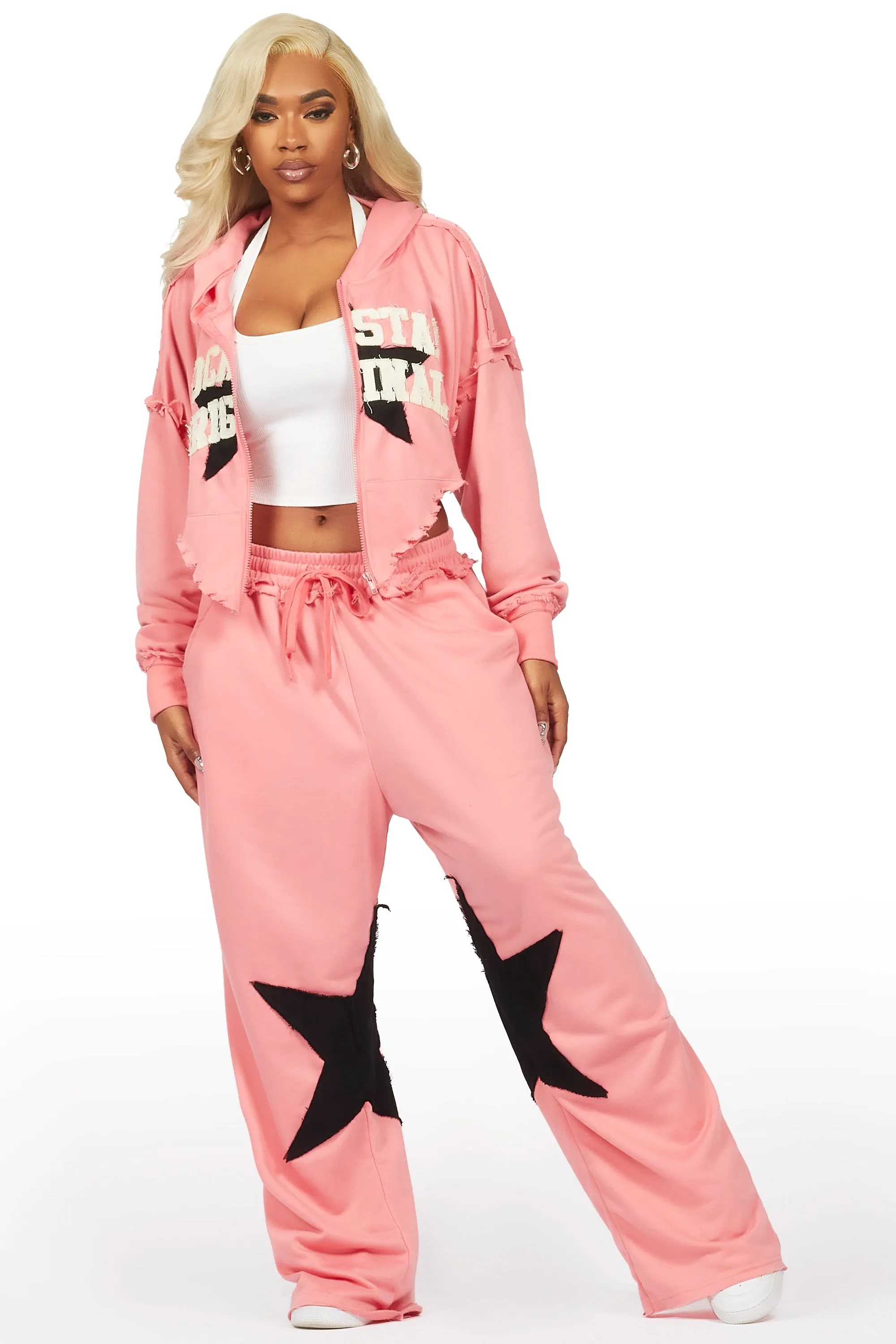 Levena Pink French Terry Oversized Trackset sold by Rockstar Original product image thumbnail 3