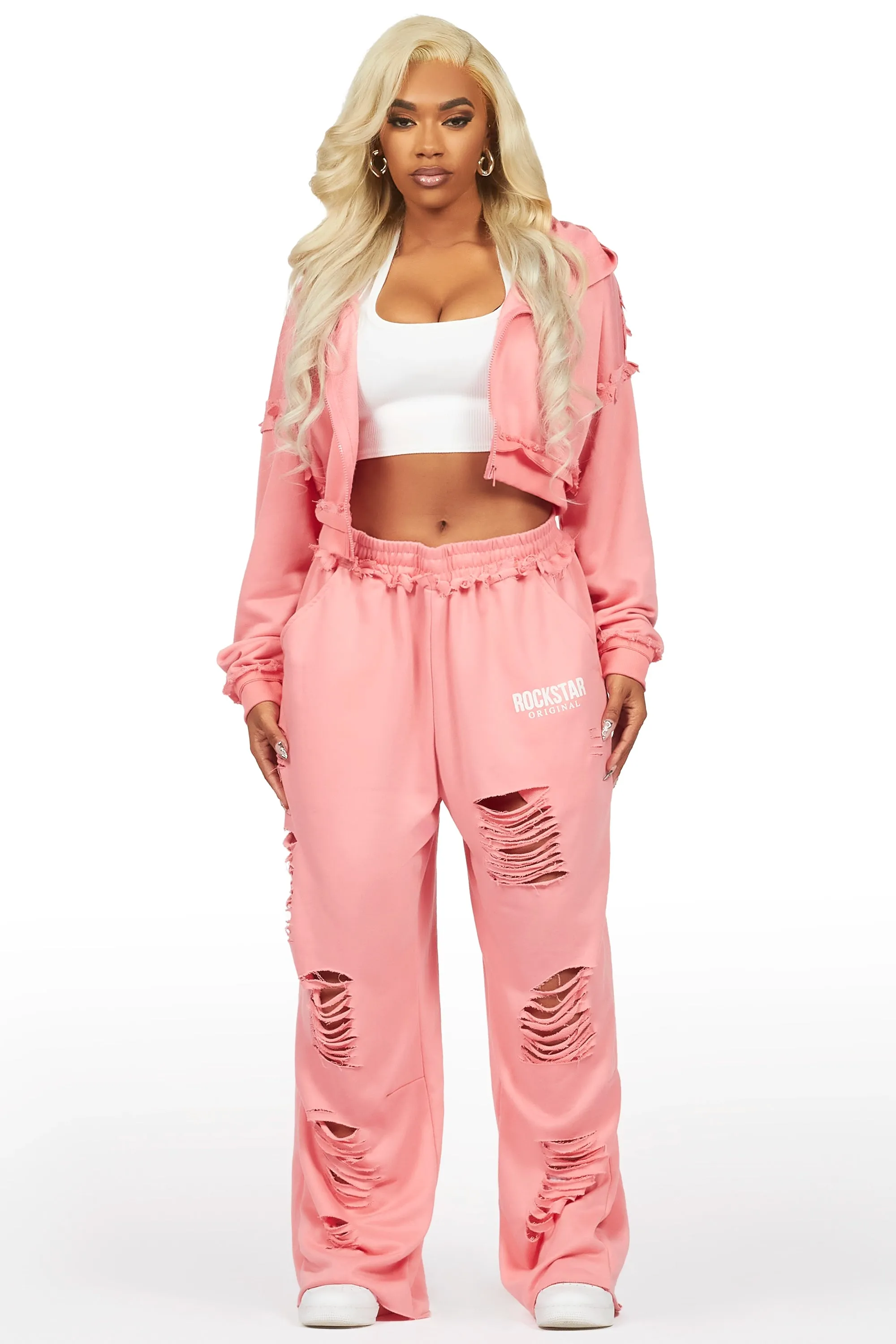 Corrina Pink French Terry Oversized Trackset sold by Rockstar Original product image thumbnail 3