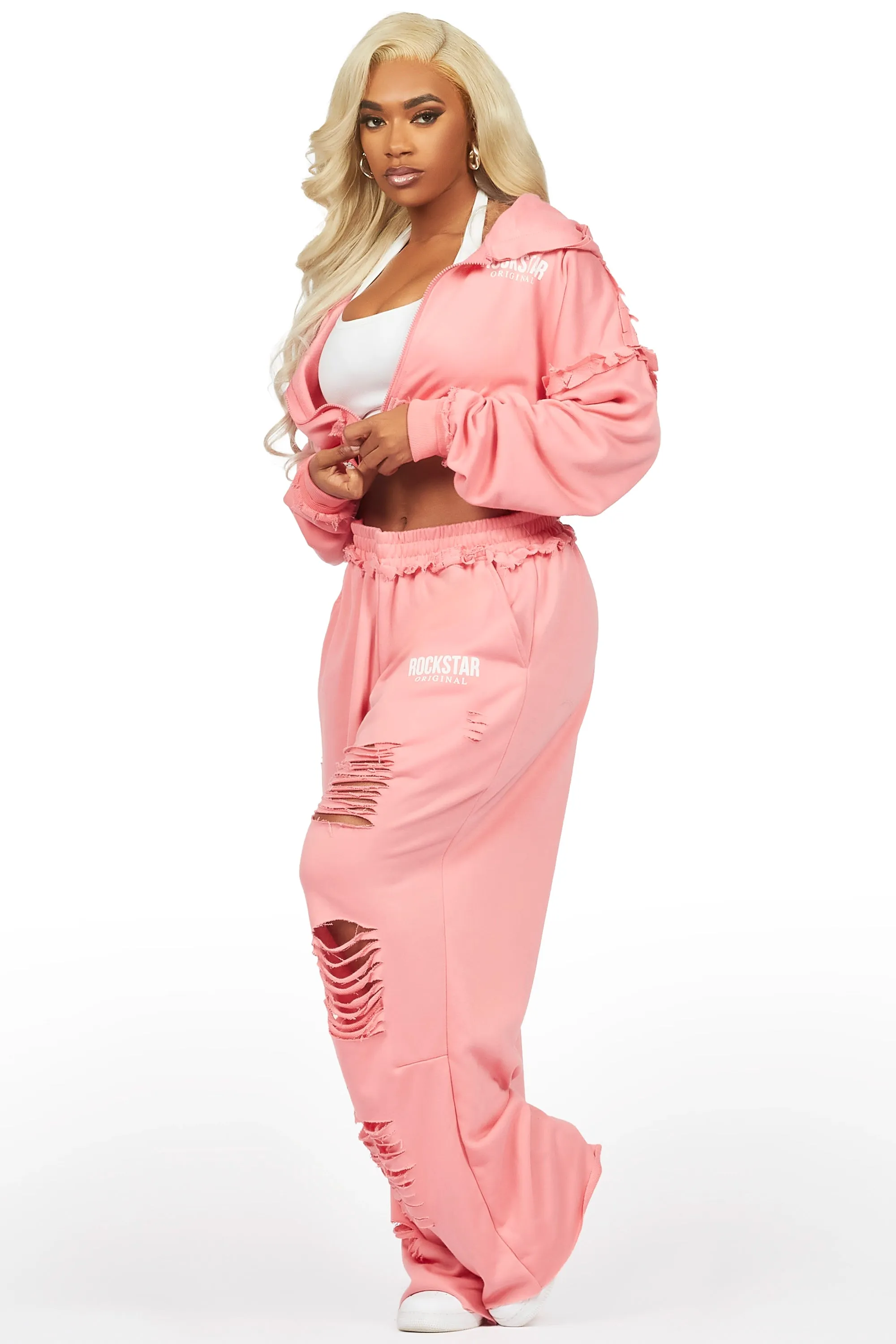 Corrina Pink French Terry Oversized Trackset sold by Rockstar Original product image thumbnail 4
