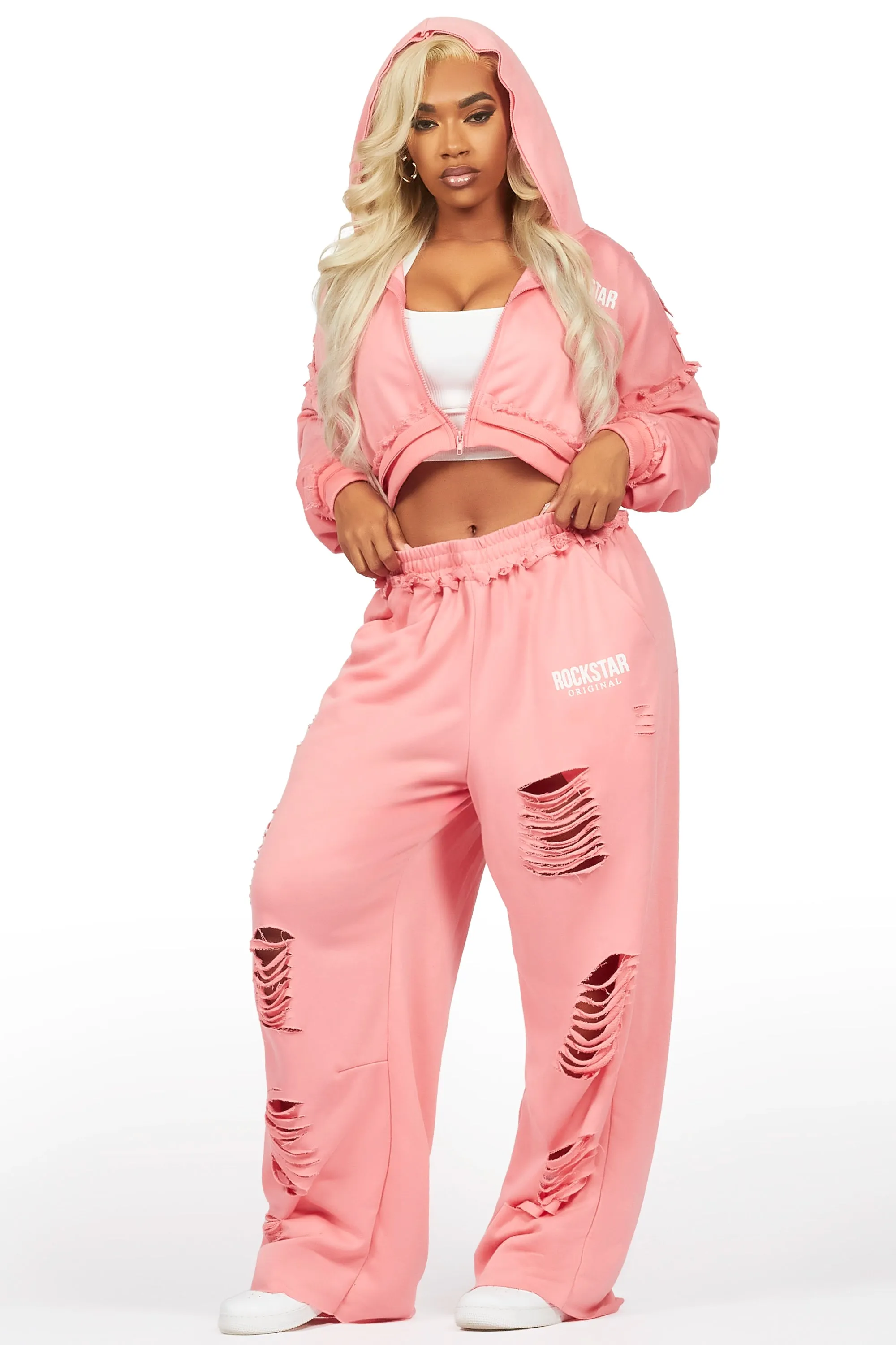 Corrina Pink French Terry Oversized Trackset sold by Rockstar Original
