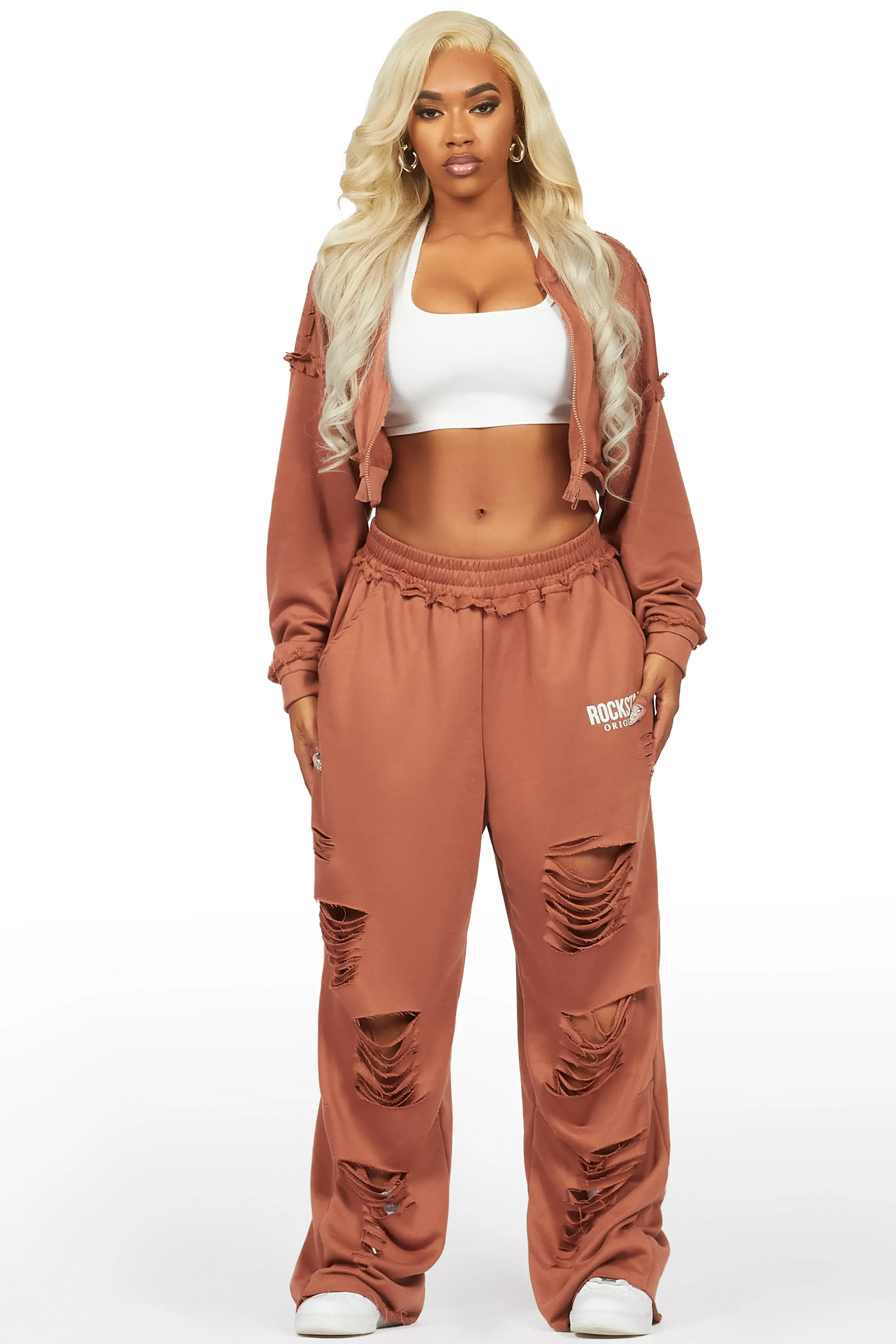 Corrina Mocha French Terry Oversized Trackset sold by Rockstar Original product image thumbnail 2