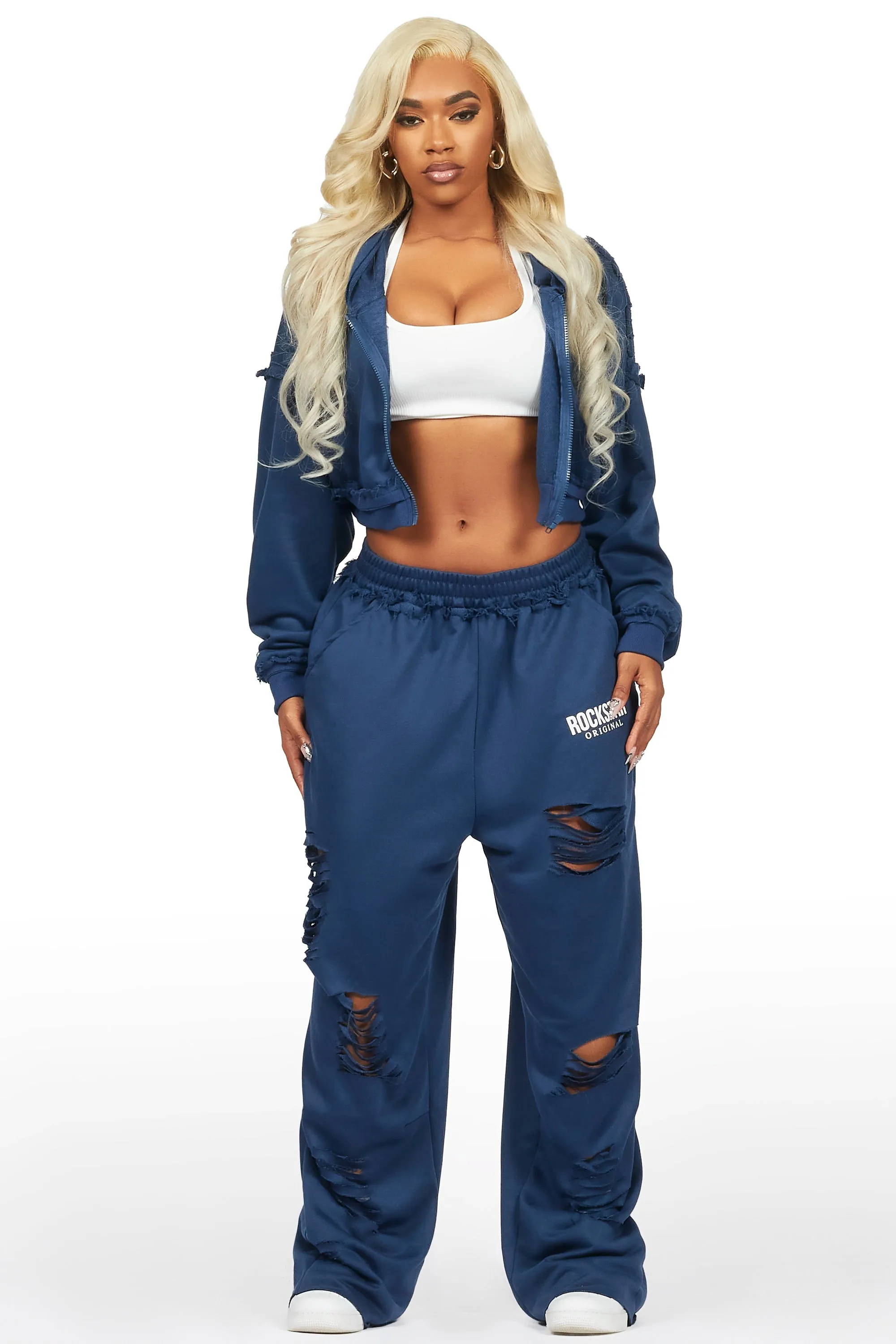 Corrina Navy French Terry Oversized Trackset sold by Rockstar Original product image thumbnail 3