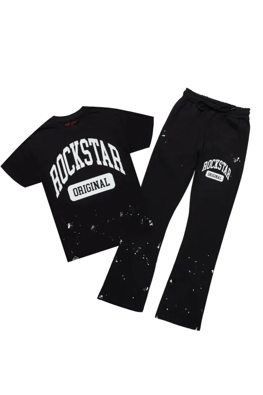 Rainer Black T-Shirt/Stacked Track Pant Set sold by Rockstar Original