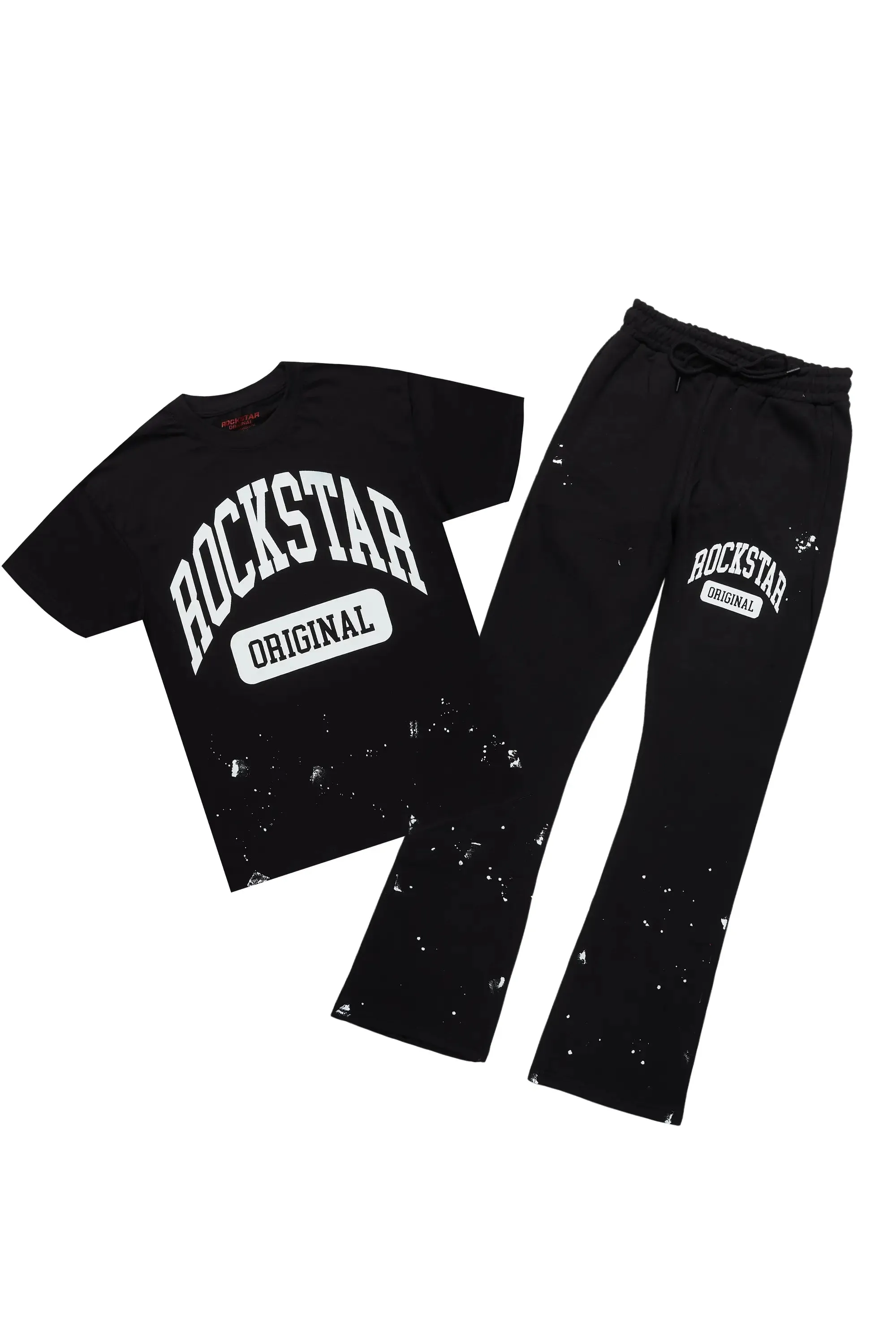 Rainer Black T-Shirt/Stacked Track Pant Set sold by Rockstar Original