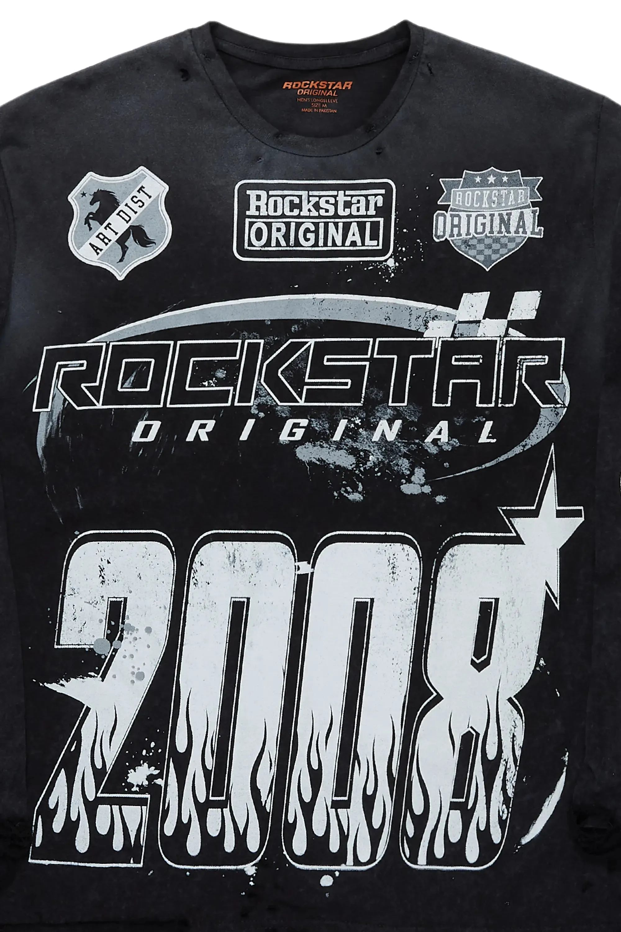 Amos Vintage Black Long Sleeve Graphic T-Shirt sold by Rockstar Original product image thumbnail 2