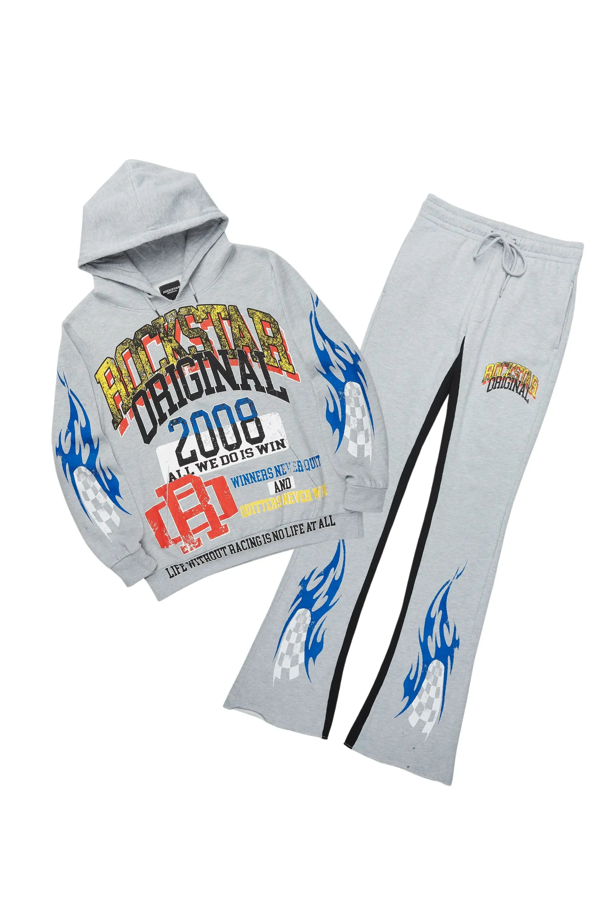 Colorful Race Heather Grey Hoodie/Baggy Track Pant Set sold by Rockstar Original