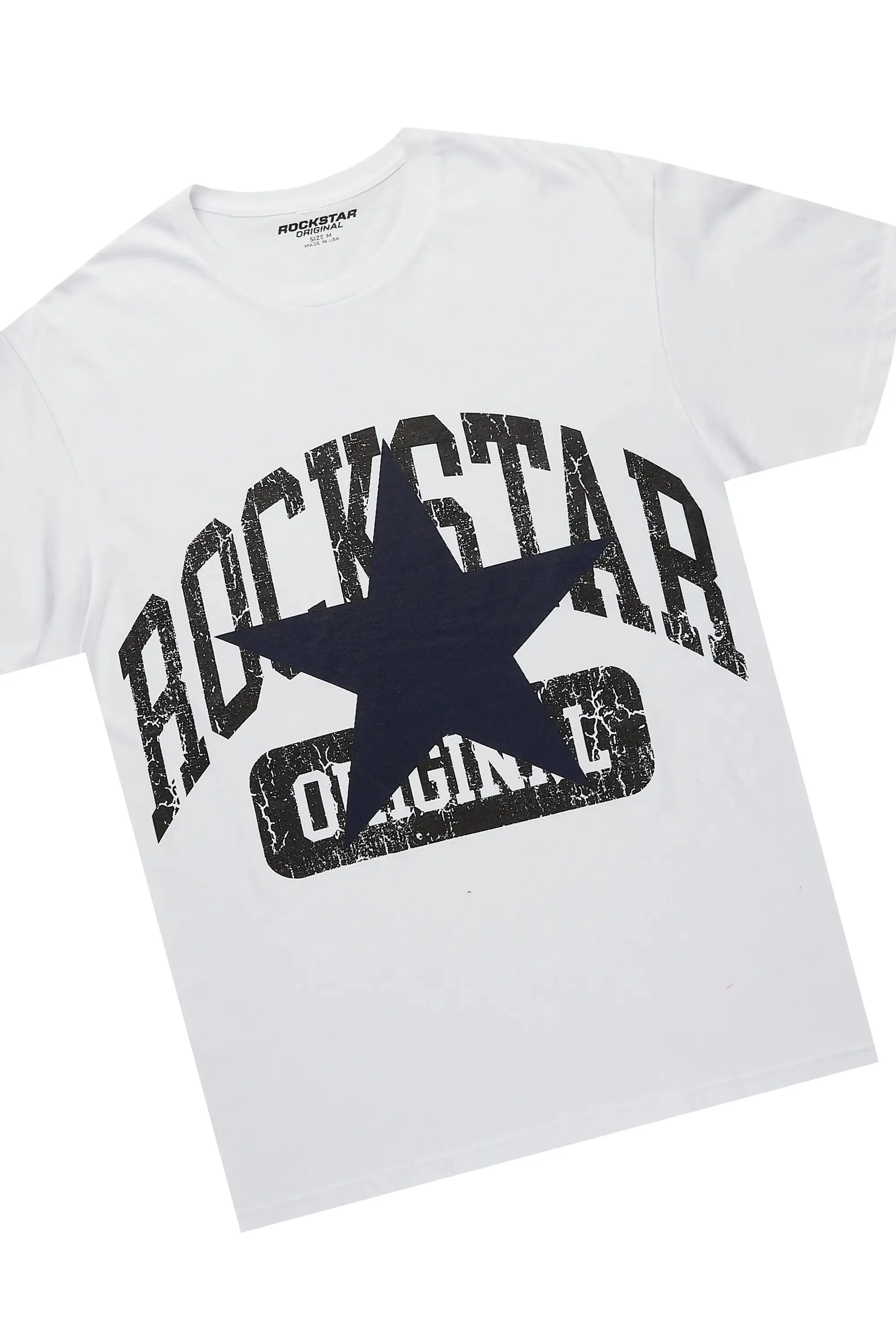 Mallor White/Navy T-Shirt/Stacked Baggy Track Pant Set sold by Rockstar Original product image thumbnail 2