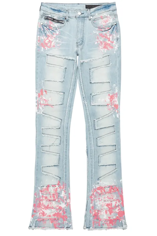Kodak Blue/Pink Painter Stacked Flare Fringe Jean sold by Rockstar Original