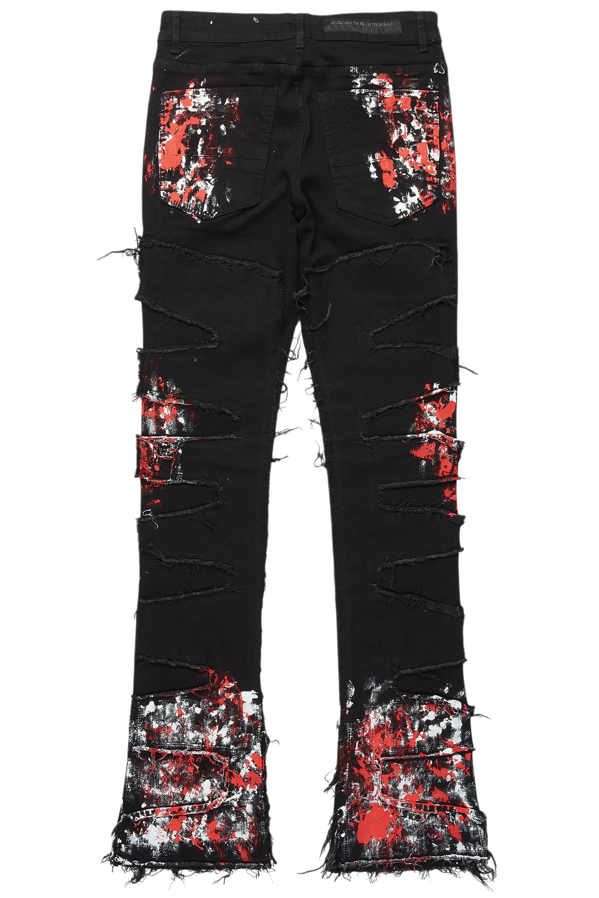 Kodak Black/Red Painter Stacked Flare Fringe Jean sold by Rockstar Original product image thumbnail 3