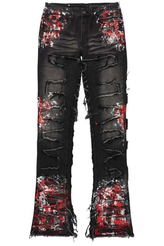 Kodak Grey/Red Painter Stacked Flare Fringe Jean sold by Rockstar Original