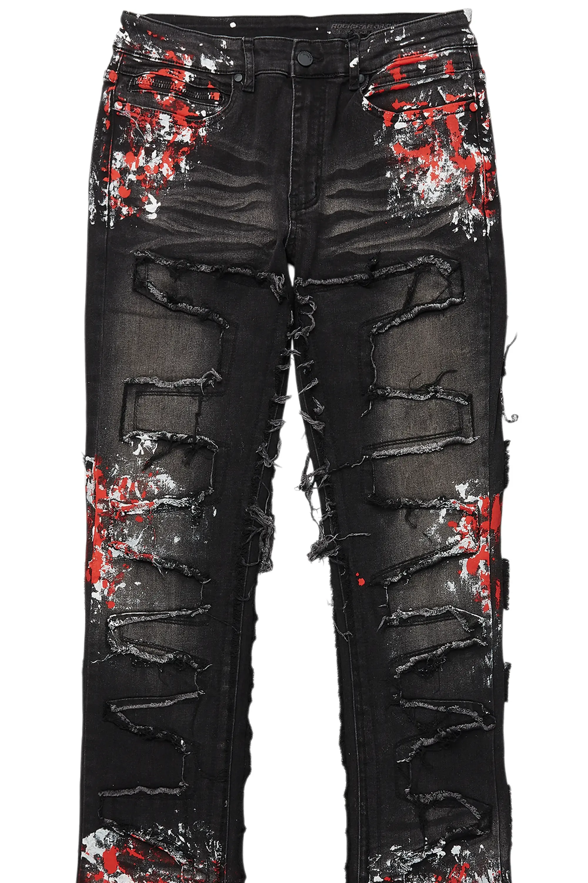 Kodak Grey/Red Painter Stacked Flare Fringe Jean sold by Rockstar Original product image thumbnail 2
