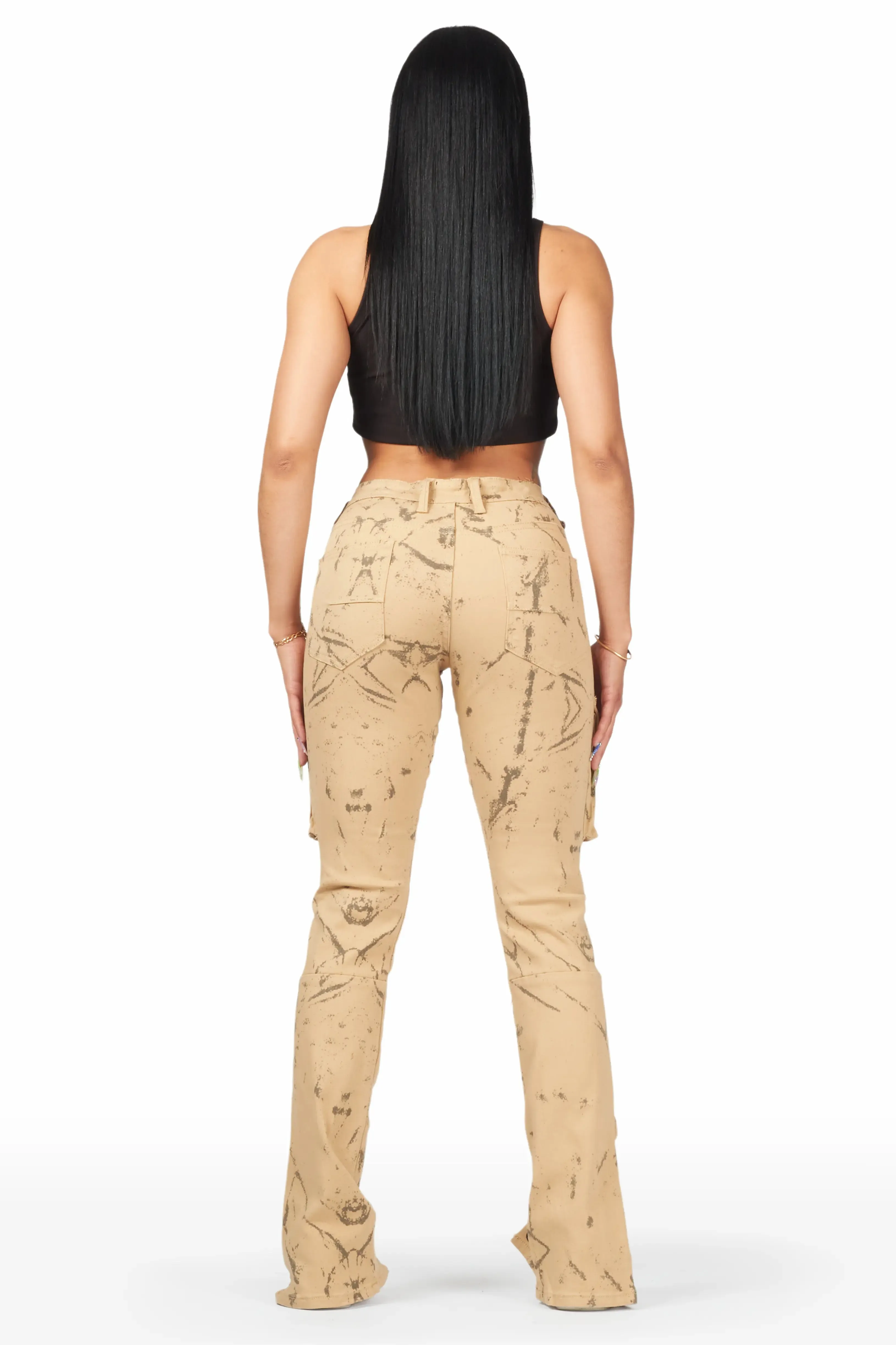 Shikira Tan Marble Stacked Flare Jean sold by Rockstar Original product image thumbnail 5