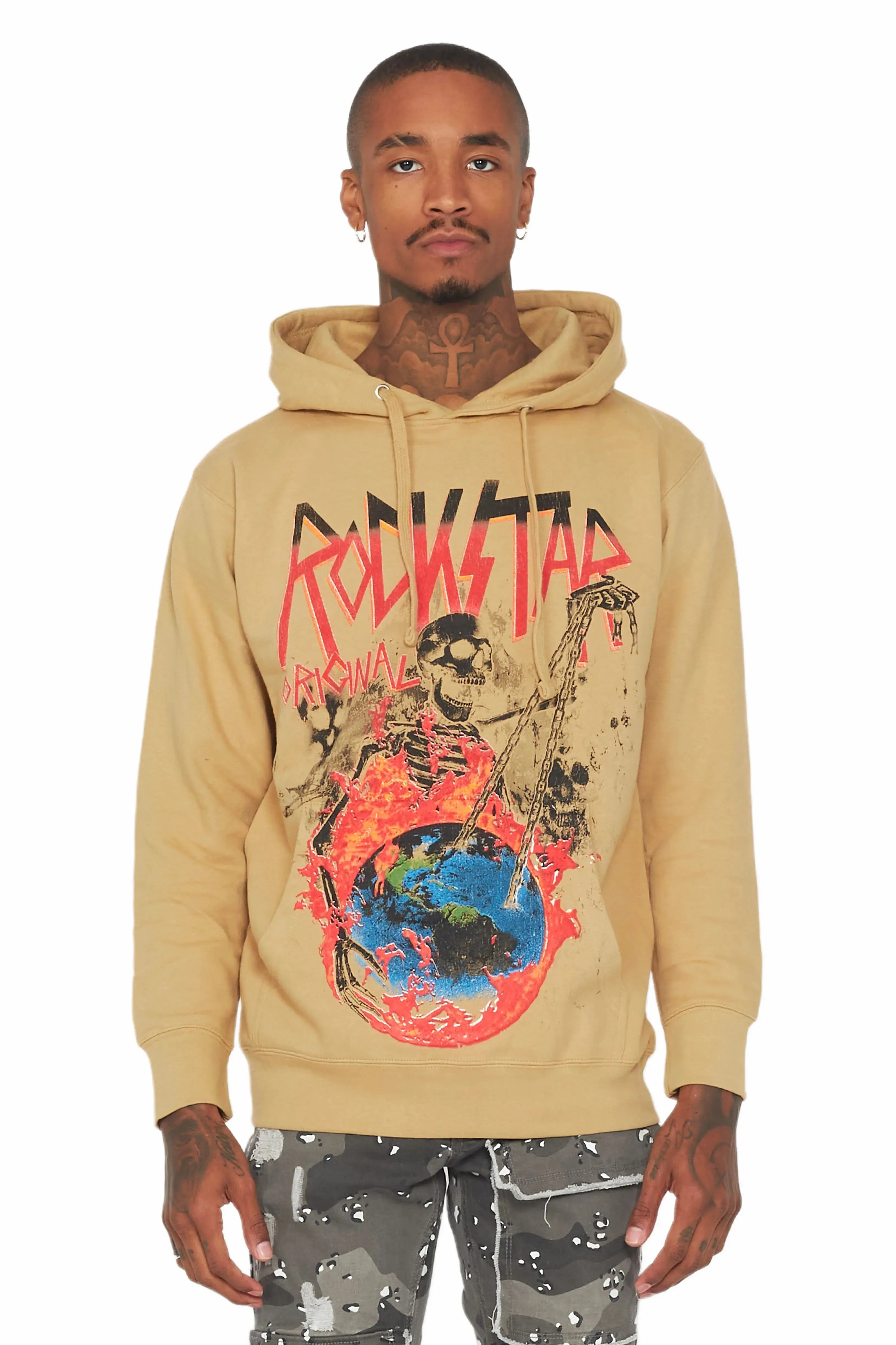 Barrett Beige Graphic Hoodie sold by Rockstar Original