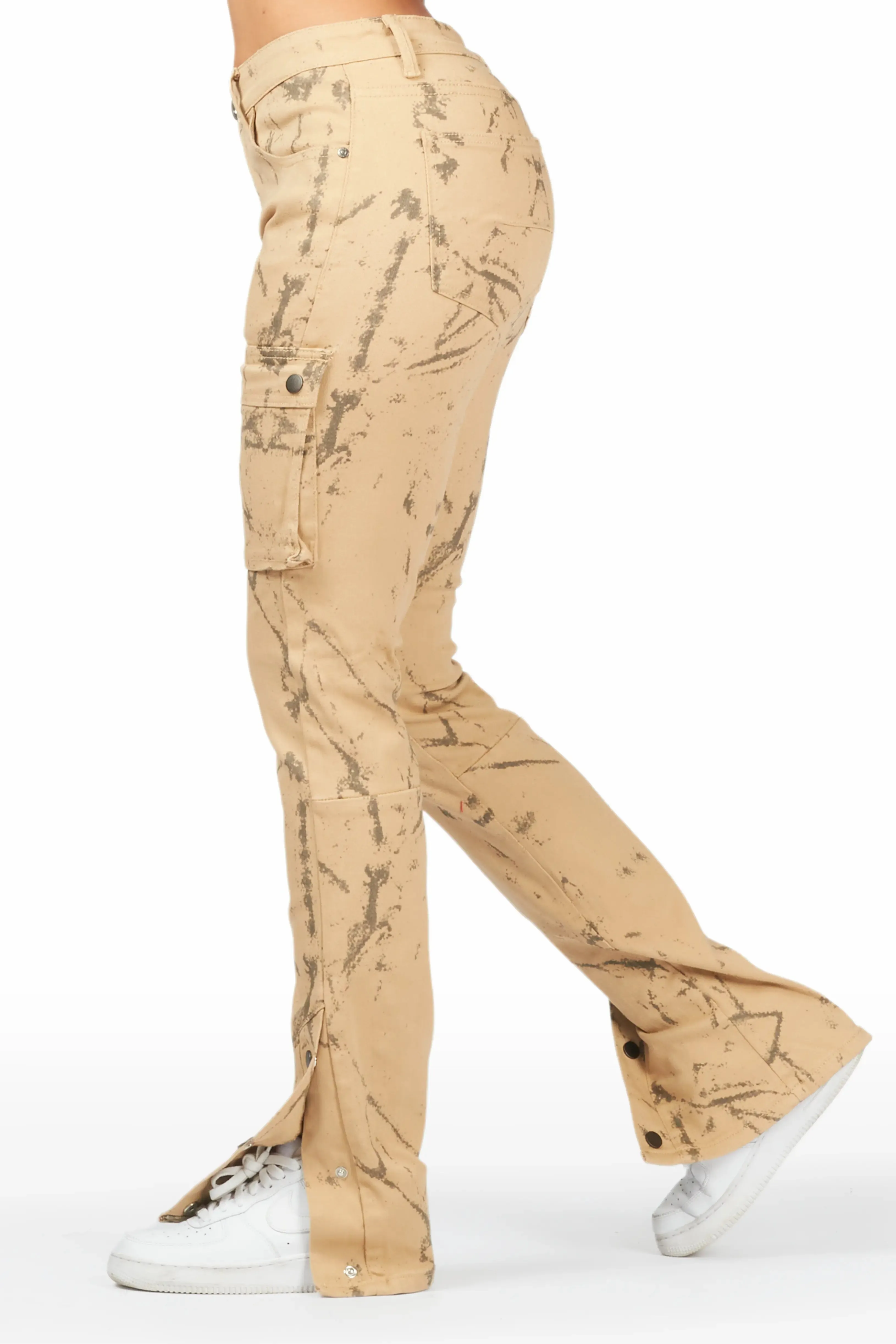 Shikira Tan Marble Stacked Flare Jean sold by Rockstar Original product image thumbnail 4