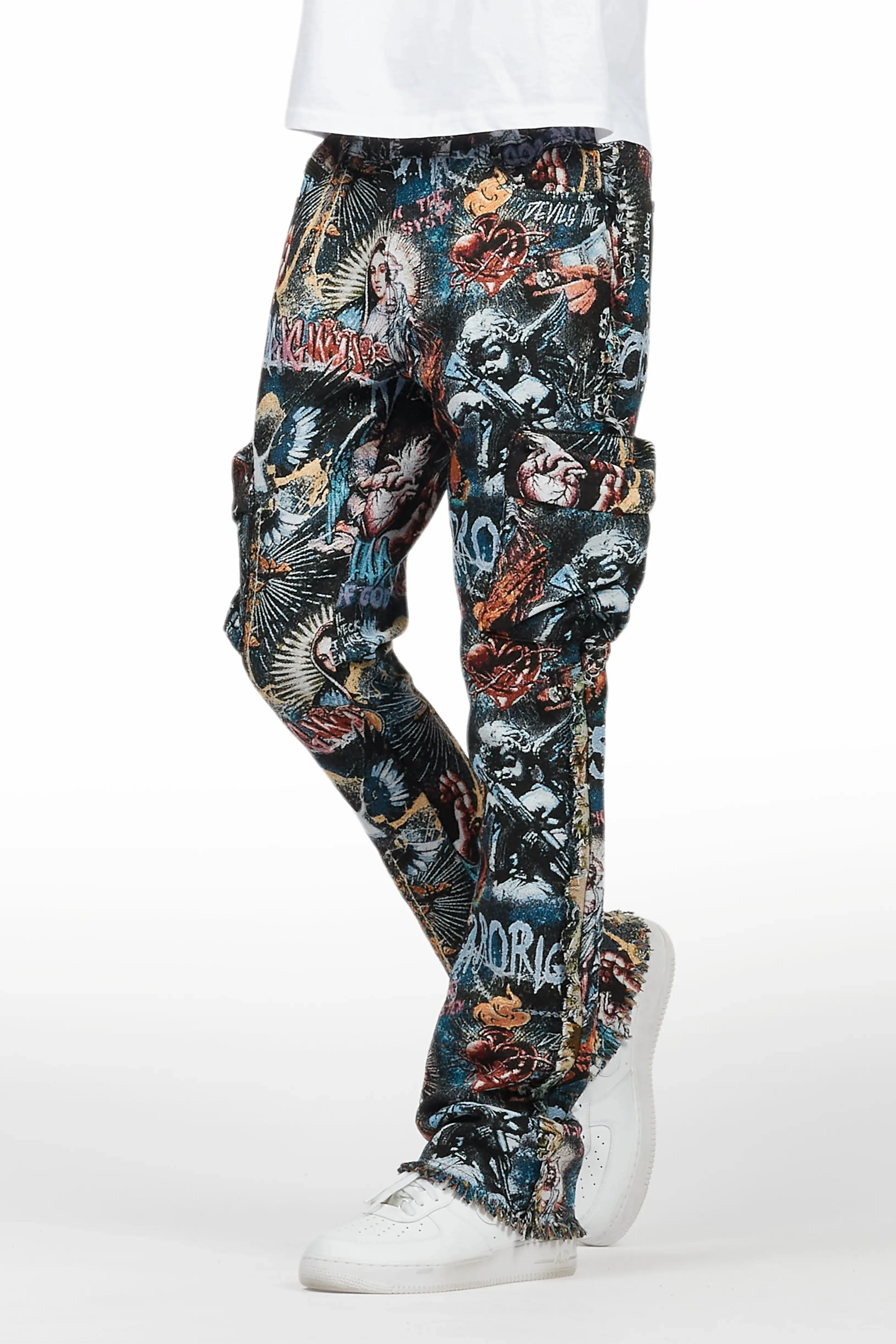 Jari Multi Stacked Tapestry Flare Jean sold by Rockstar Original
