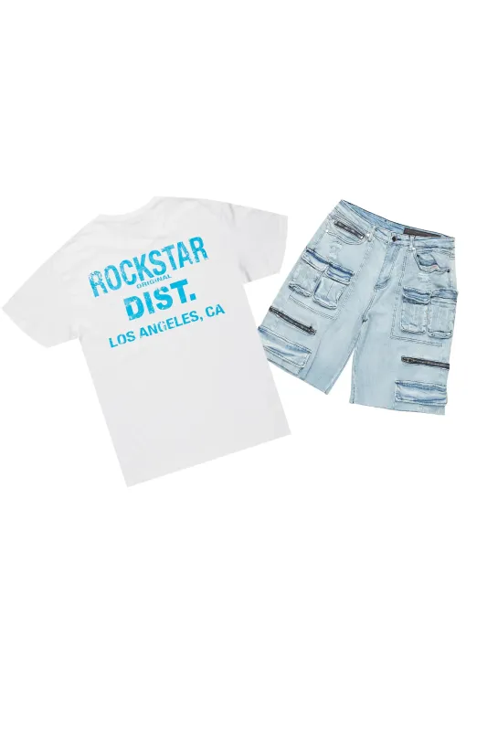 Lake White/Blue T-Shirt/Denim Short Set sold by Rockstar Original