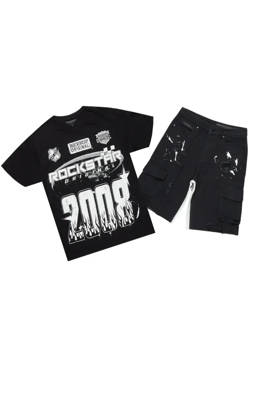 Amos Black T-Shirt/Denim Short Set sold by Rockstar Original