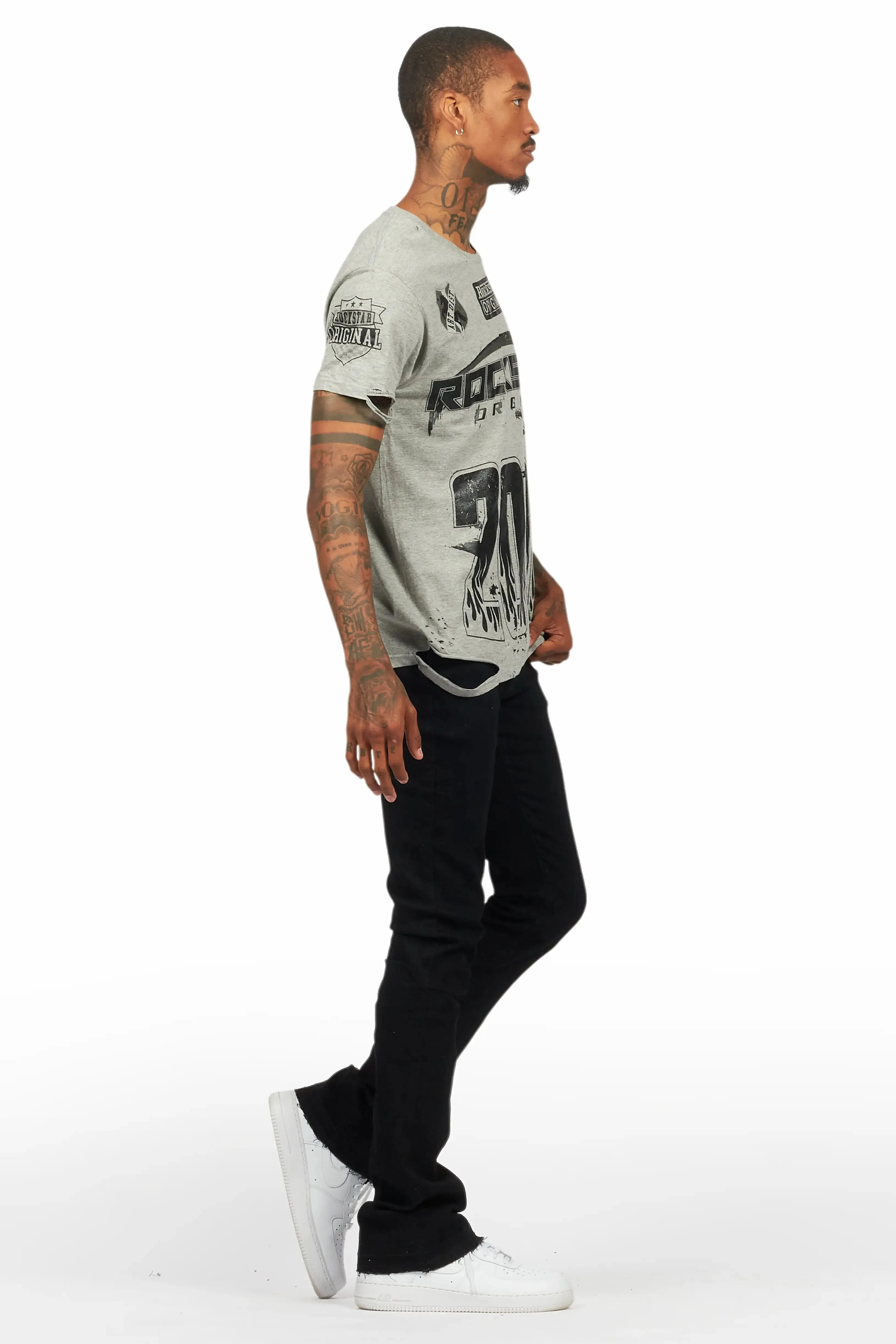 Dag Black Stacked Flare Jean sold by Rockstar Original product image thumbnail 4