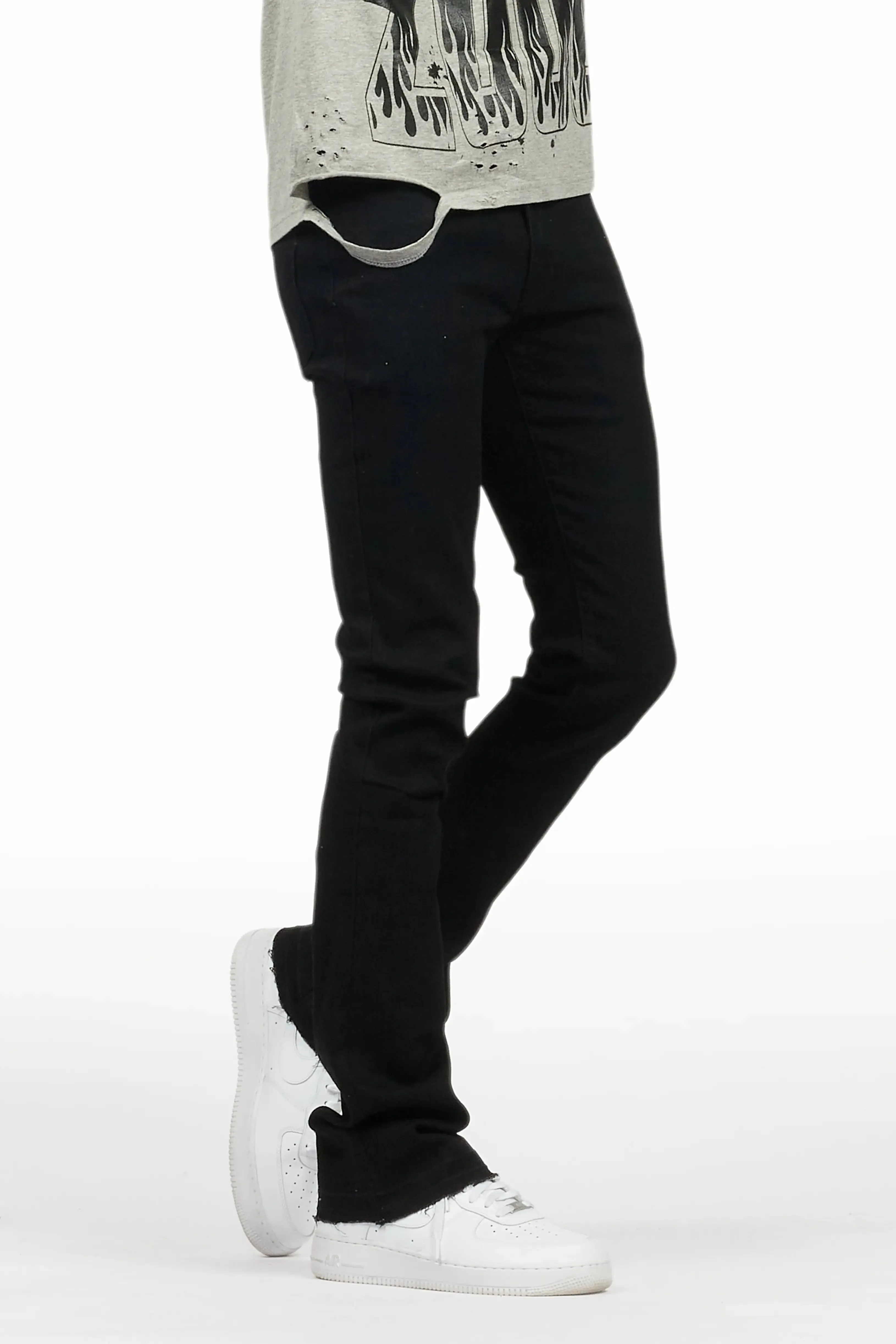 Dag Black Stacked Flare Jean sold by Rockstar Original