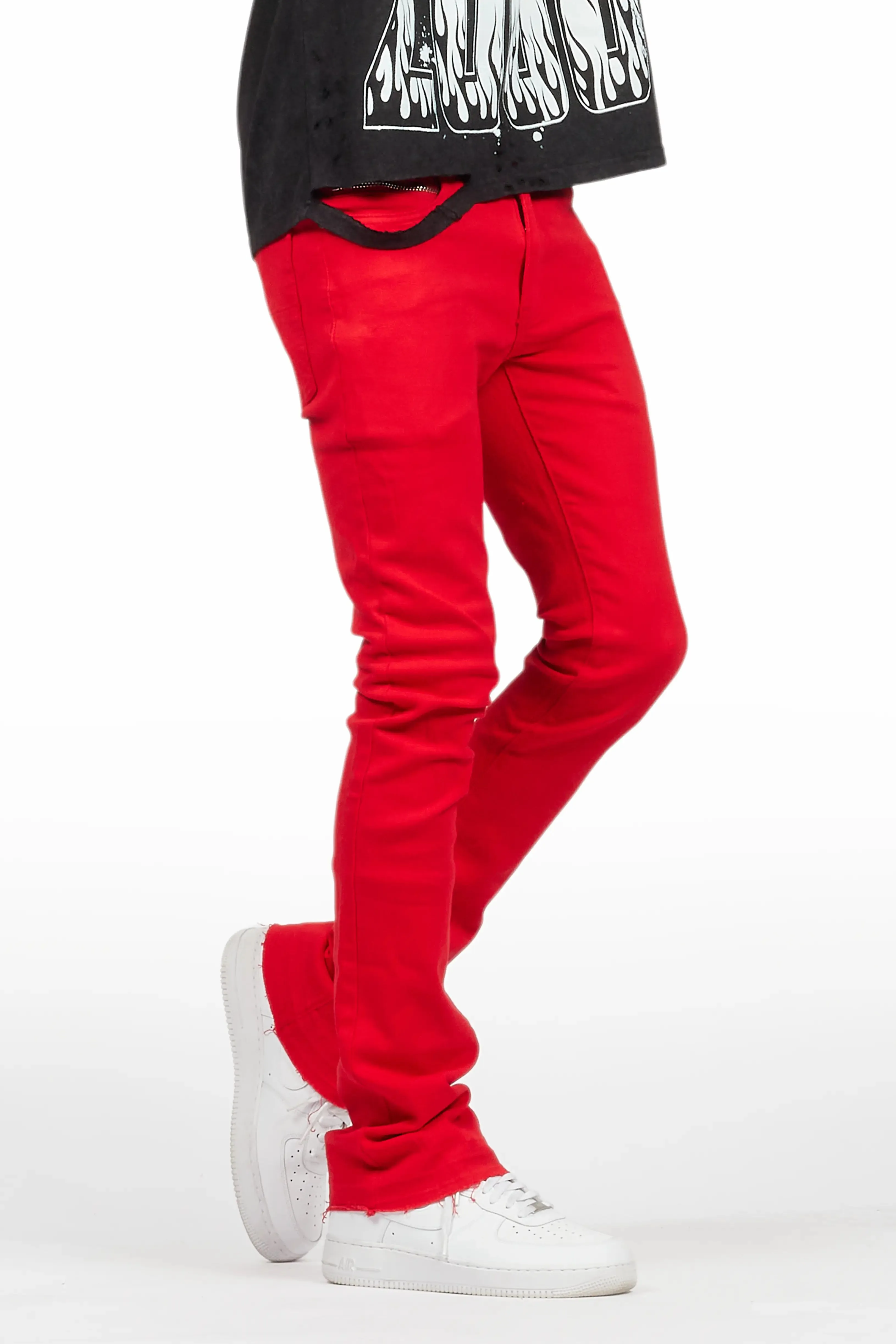 Dag Red Stacked Flare Jean sold by Rockstar Original