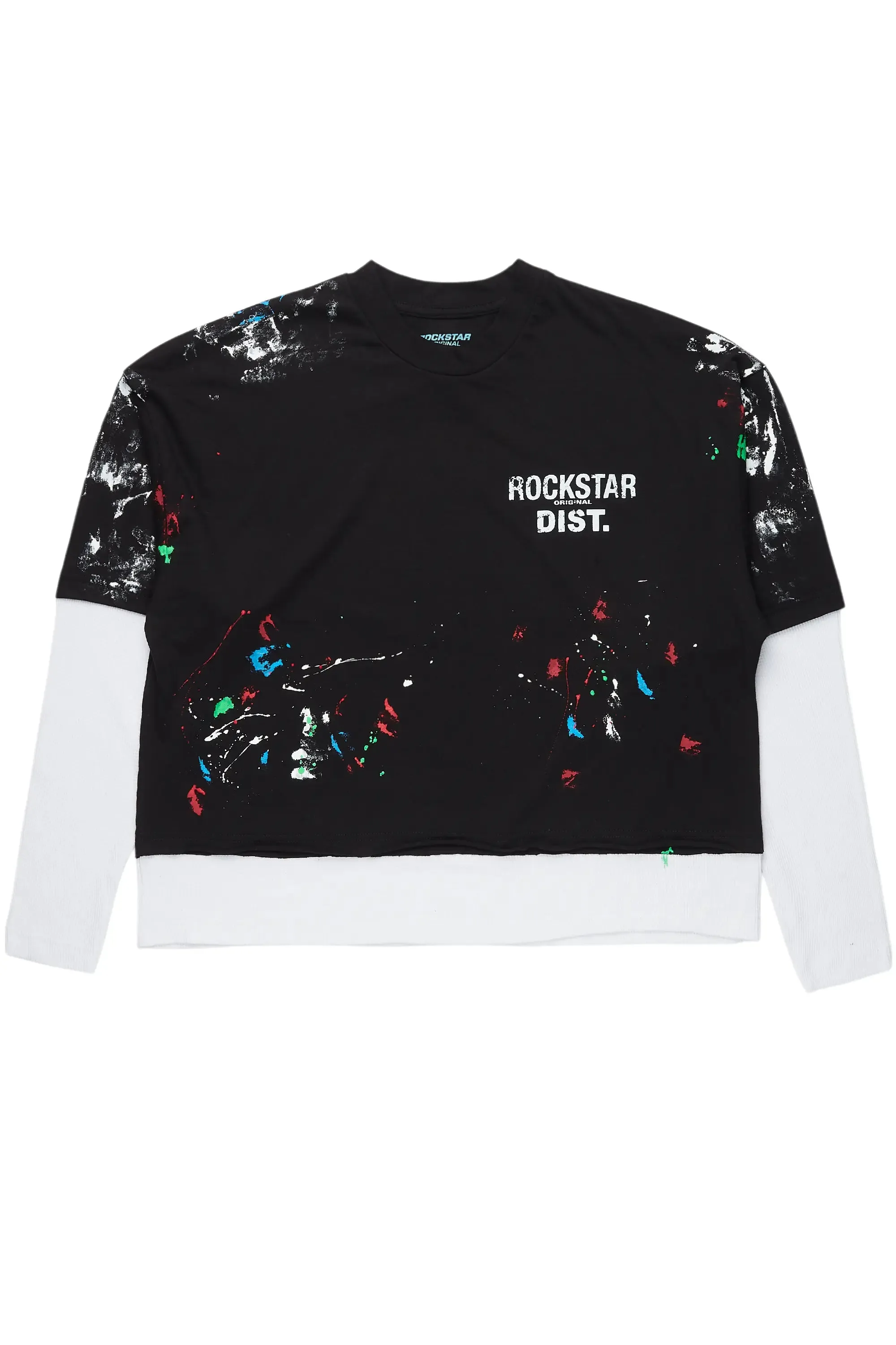 Odell Black Thermal Double Layer Boxy Crop T-Shirt sold by Rockstar Original