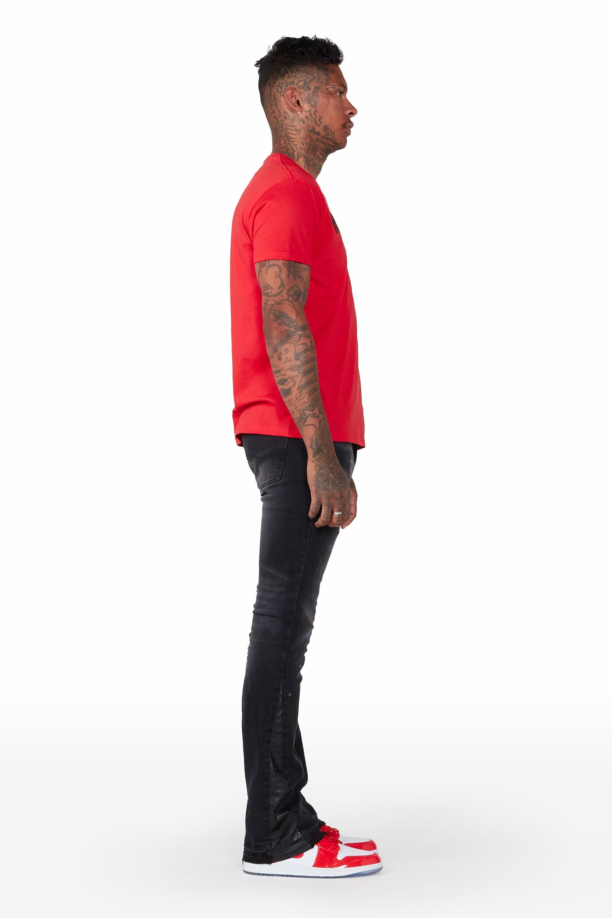 Jakob Black Stacked Flare Jean sold by Rockstar Original product image thumbnail 3