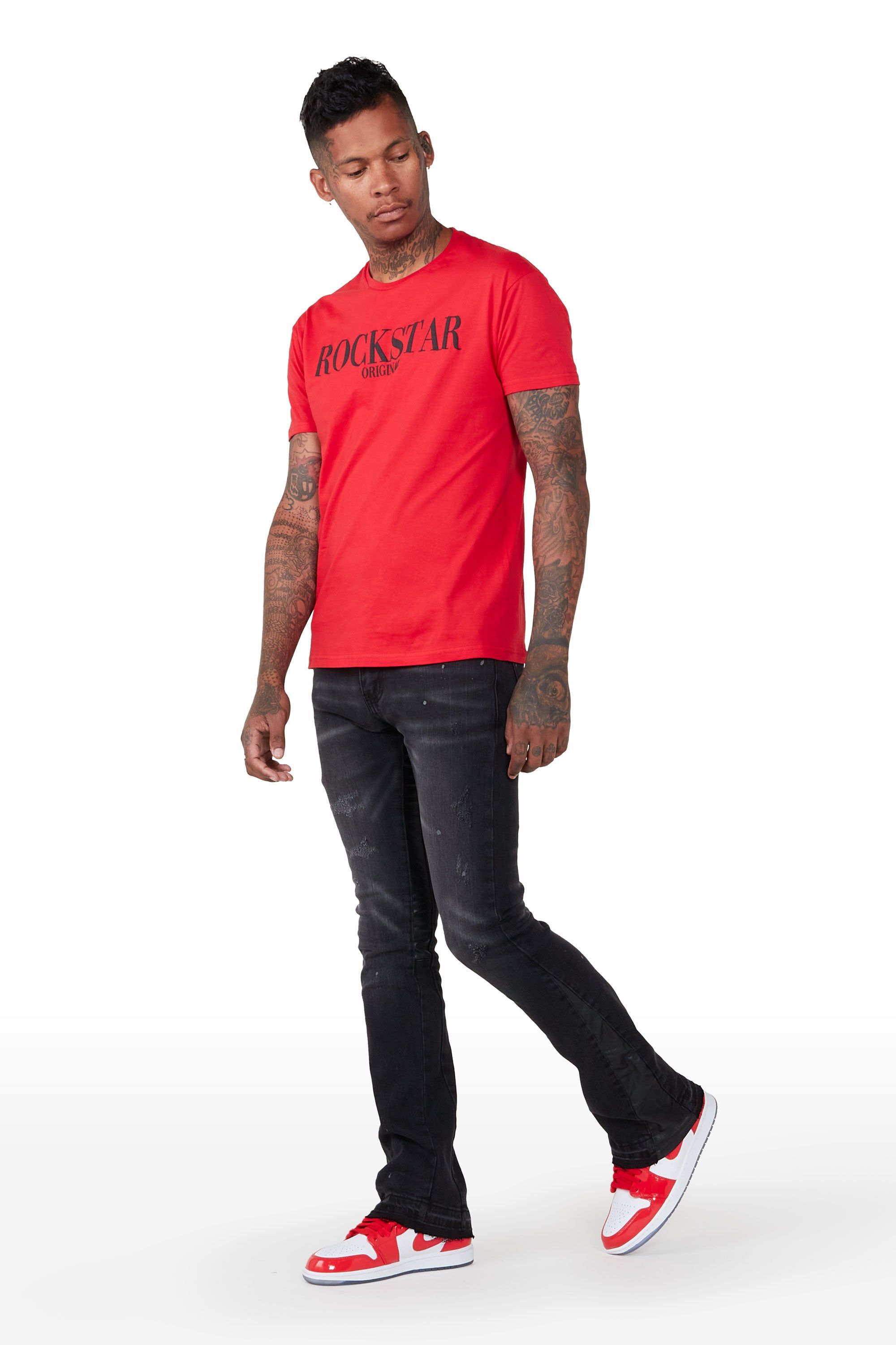 Jakob Black Stacked Flare Jean sold by Rockstar Original product image thumbnail 5