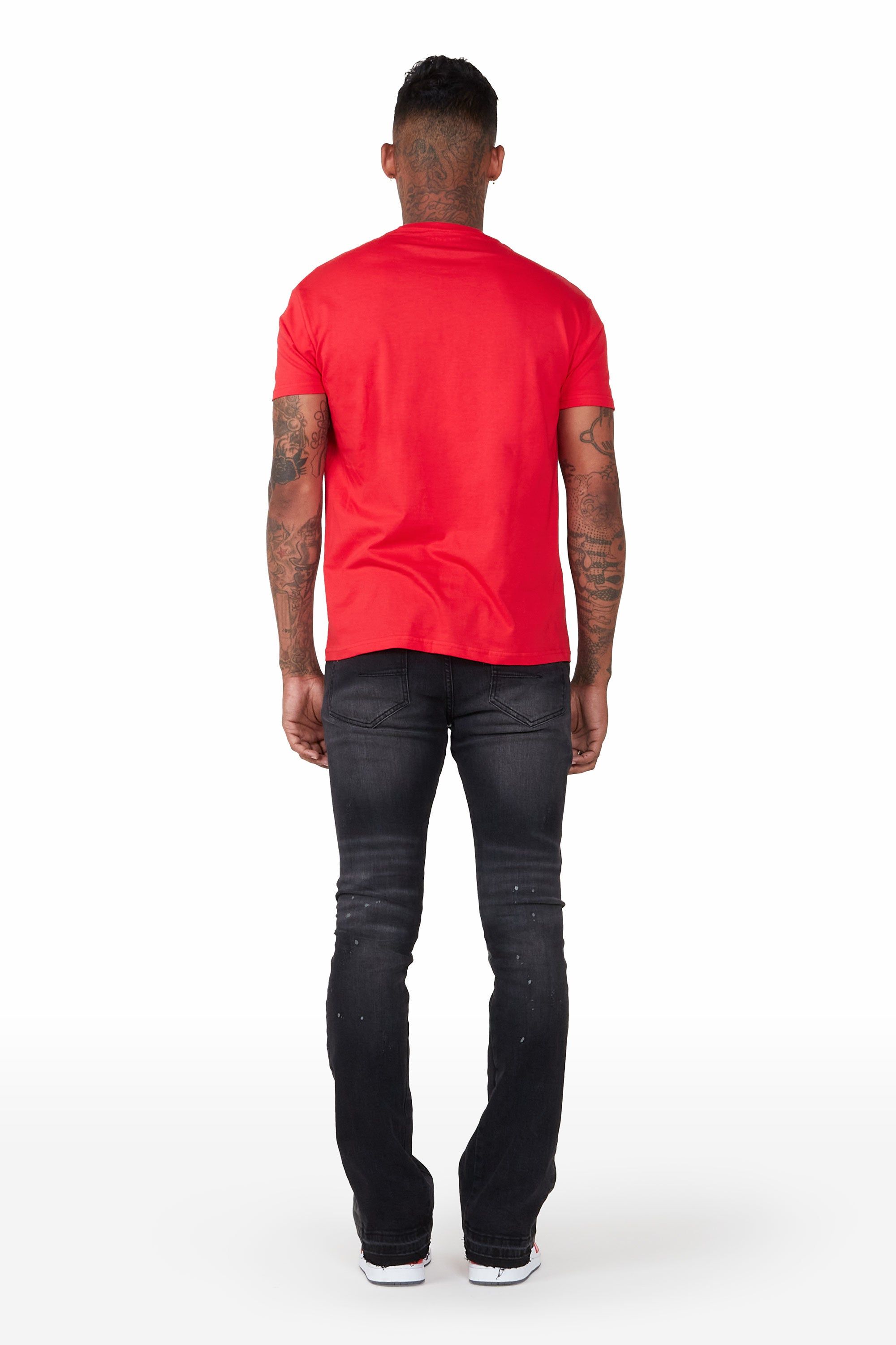 Jakob Black Stacked Flare Jean sold by Rockstar Original product image thumbnail 4