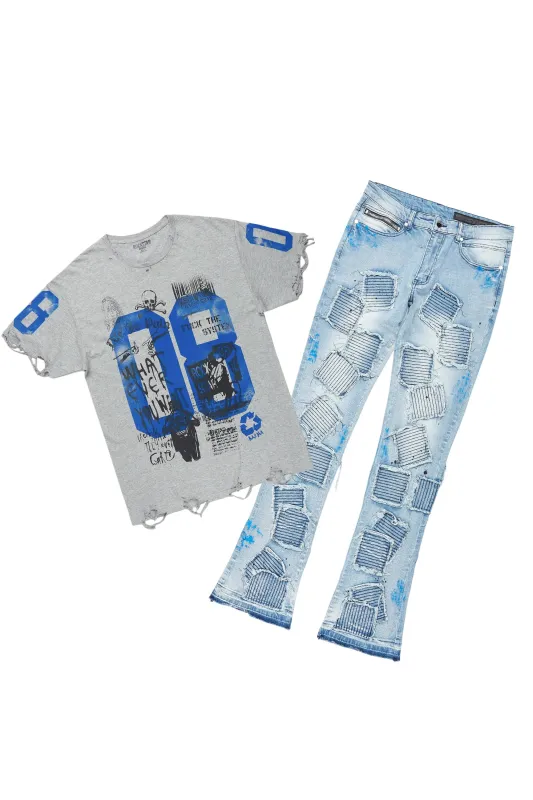 Grill Grey T-Shirt/Stacked Flare Jean Set sold by Rockstar Original