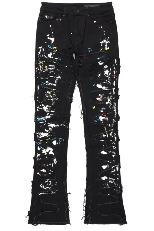 Shaddie Black Painter Stacked Flare Jean sold by Rockstar Original