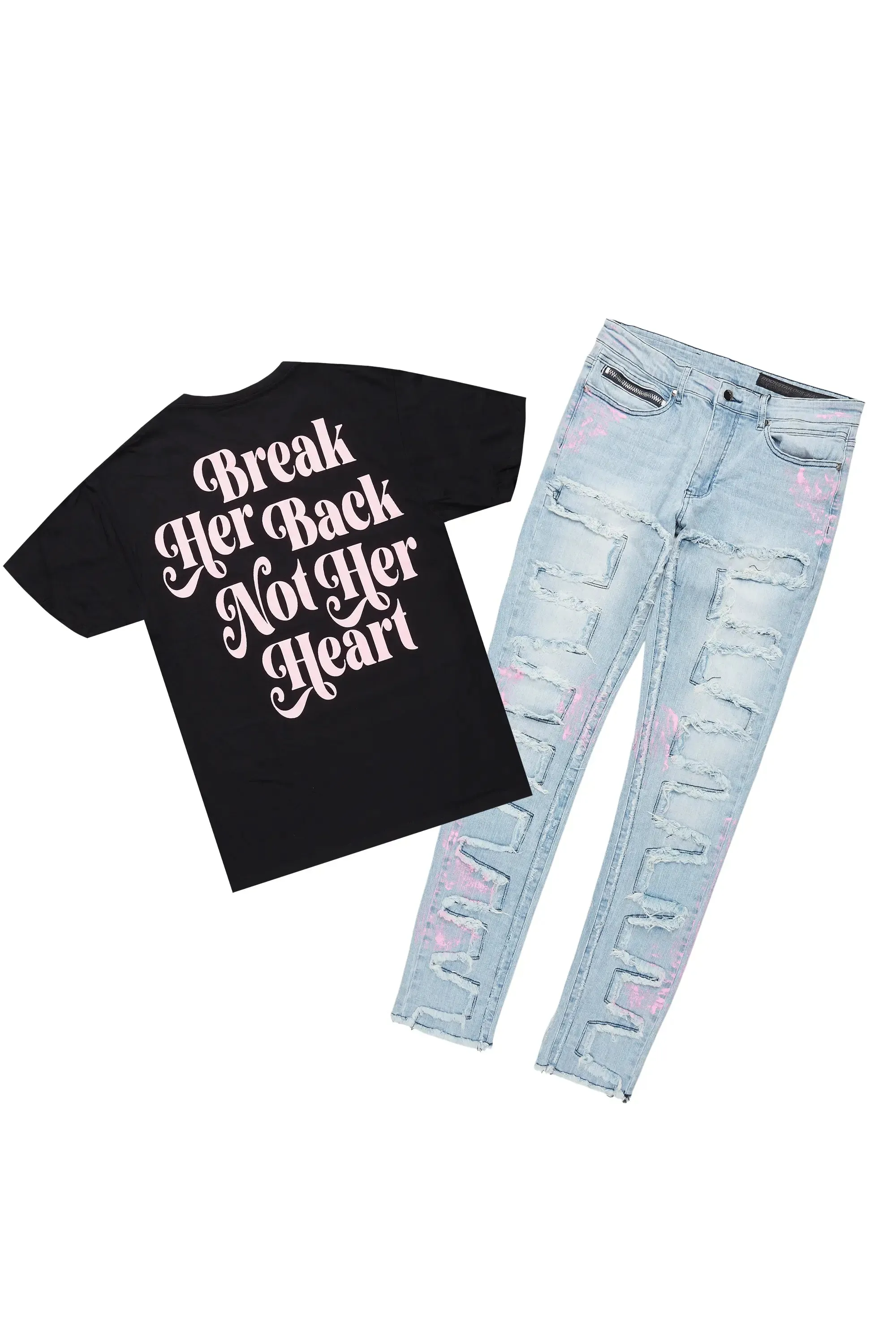 Diamo Black T-Shirt/Slim Fit Jean Set sold by Rockstar Original