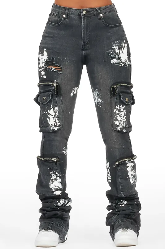 Tatyana Grey Wash Painted Super Stacked Jean sold by Rockstar Original