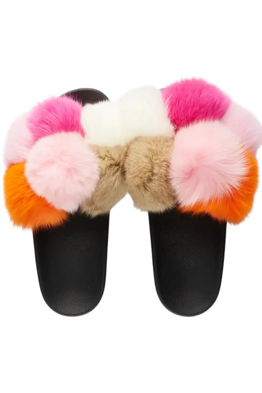 Avisa Pink Multi Fur Slides sold by Rockstar Original