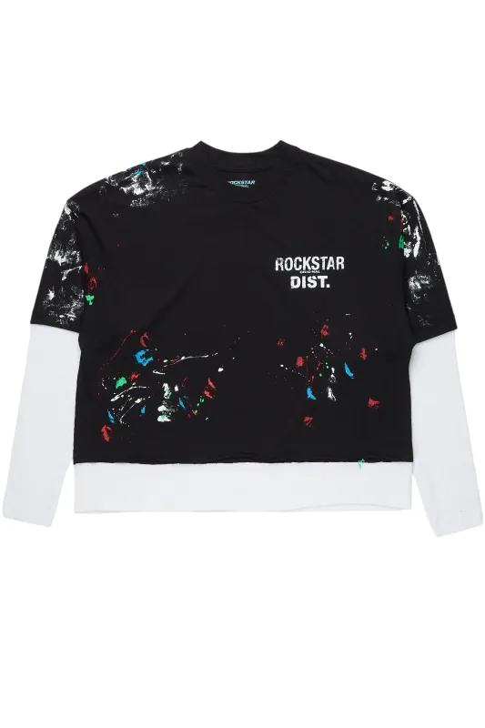 Leticia Black/White Double Layer Graphic T-Shirt sold by Rockstar Original