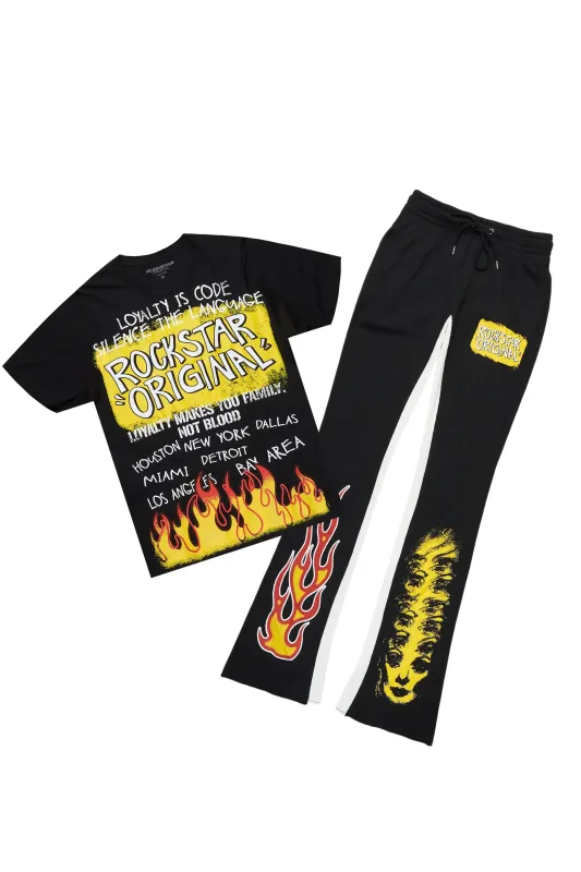 Beno Black T-Shirt/Baggy Stacked Pant Set sold by Rockstar Original