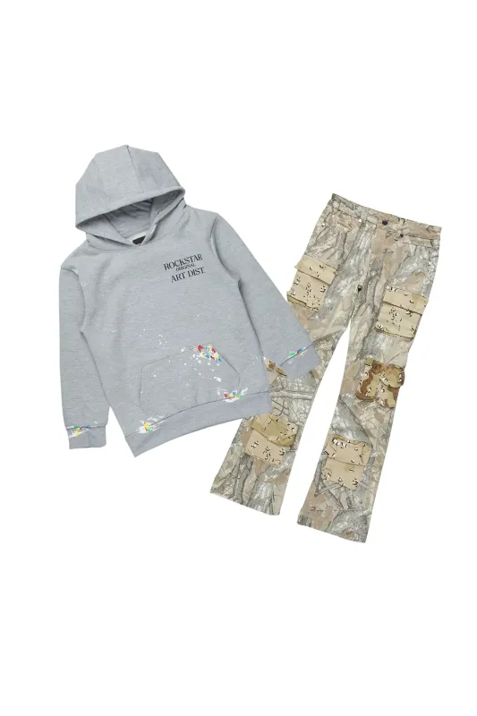 Boys Palmer Dark Grey Hoodie/Stacked Flare Jean Set sold by Rockstar Original