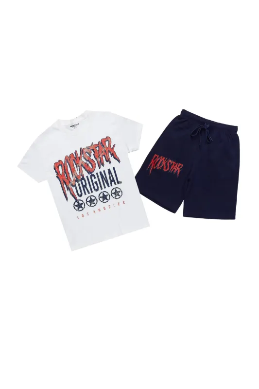 Girls Wizzurd White/Navy Short Set sold by Rockstar Original