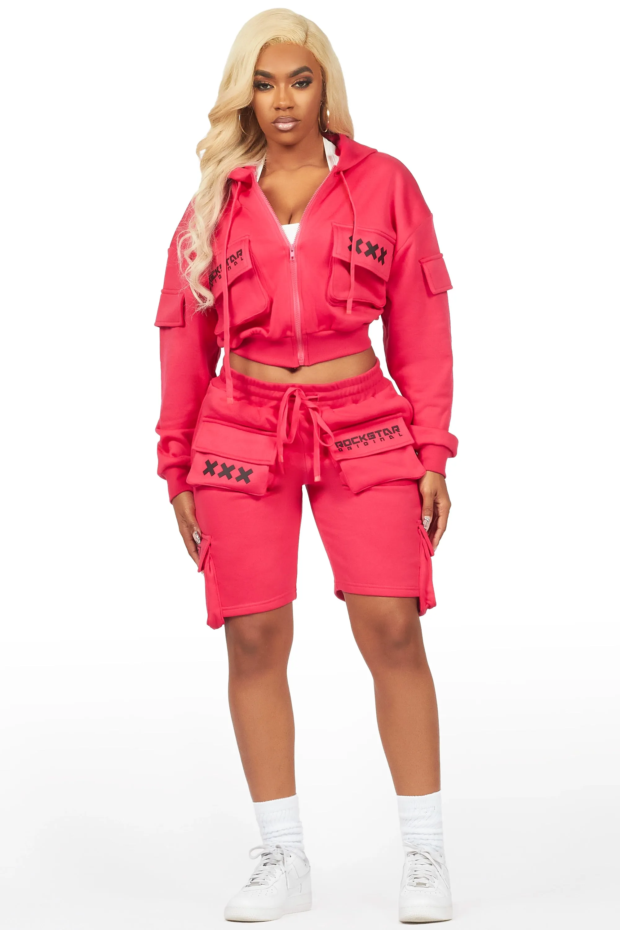 Natanya Hot Pink Cargo Short Set sold by Rockstar Original product image thumbnail 2