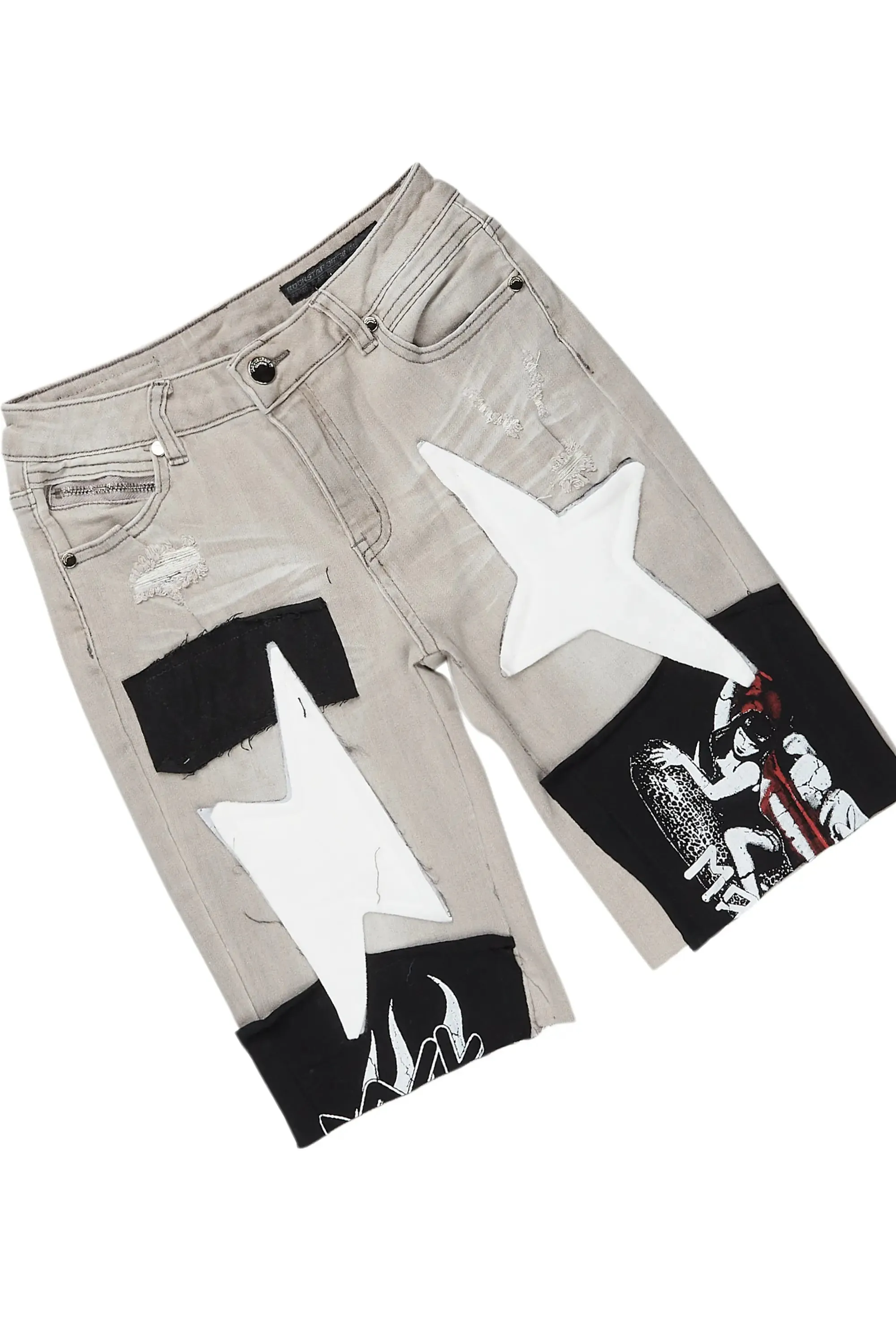 Boys Valo White/Grey T-Shirt/Denim Short Set sold by Rockstar Original product image thumbnail 3