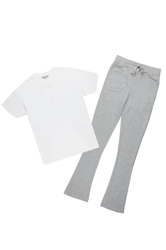Basic Heather Grey T-Shirt/Stacked Track Pant Set sold by Rockstar Original