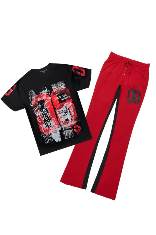 Grill Black T-Shirt/Baggy Stacked Pant Set sold by Rockstar Original