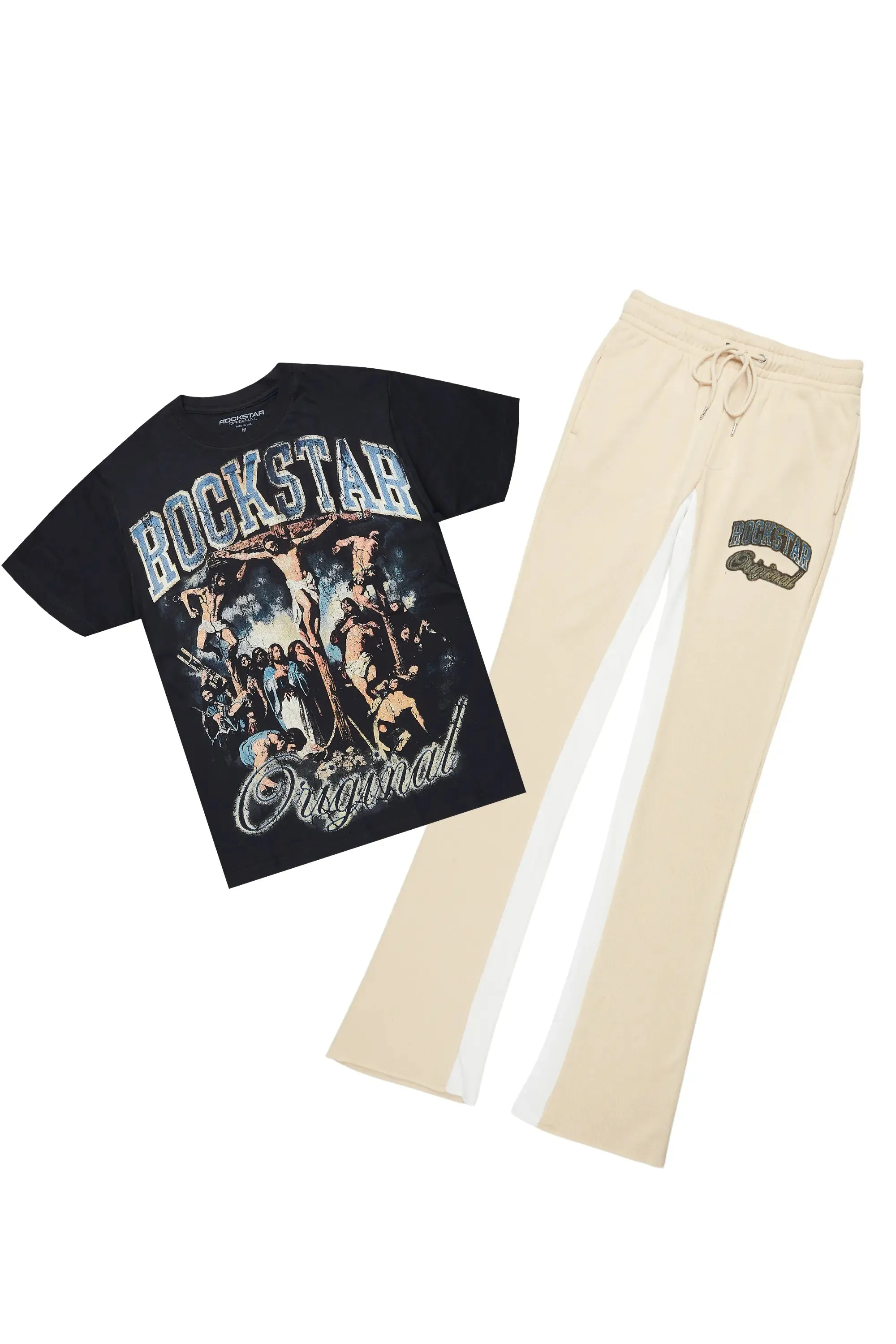 Waller Black/Beige T-Shirt/Baggy Pant Set sold by Rockstar Original