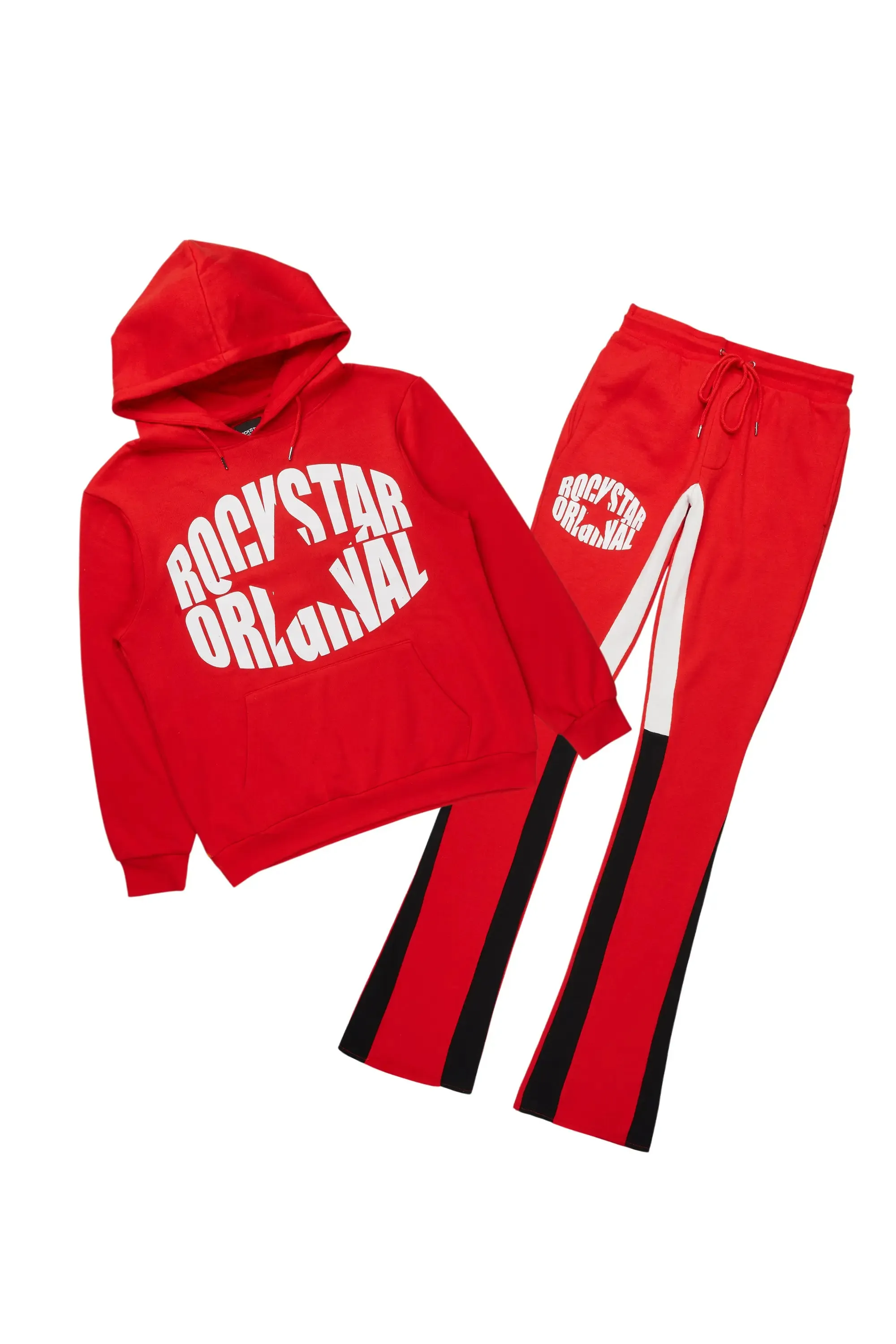 States Red Hoodie Stacked Flare Track Set sold by Rockstar Original
