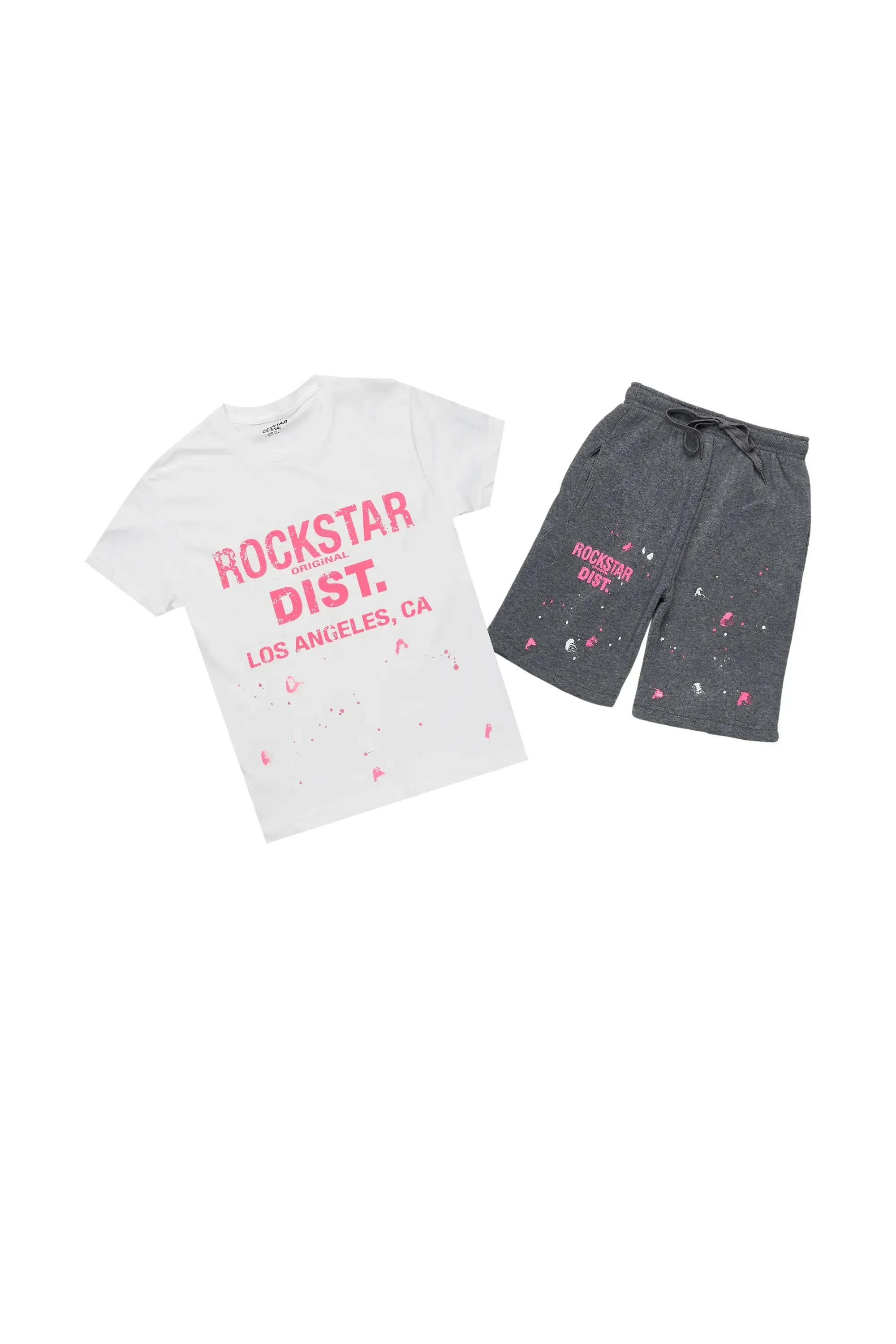Girls Scotty Heather/Pink Short Set sold by Rockstar Original