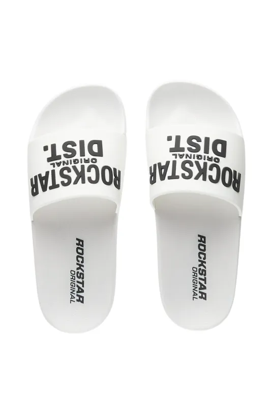 Boys Laguna White/ Black Slides sold by Rockstar Original