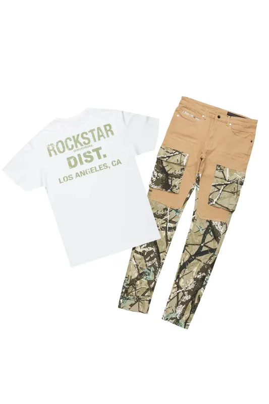 Lake White/Green T-Shirt & Denka Slim Jean Bundle sold by Rockstar Original