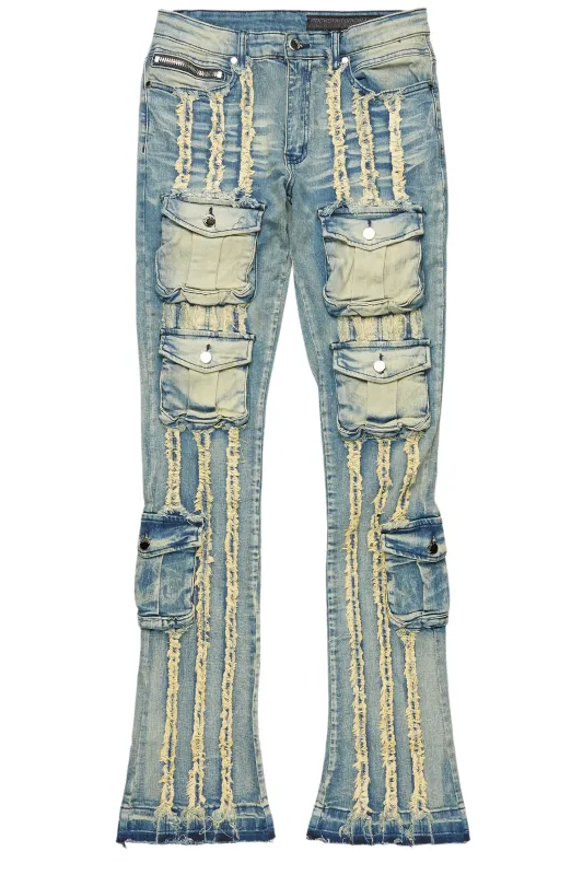 Frey Blue Stacked Flare Jean sold by Rockstar Original